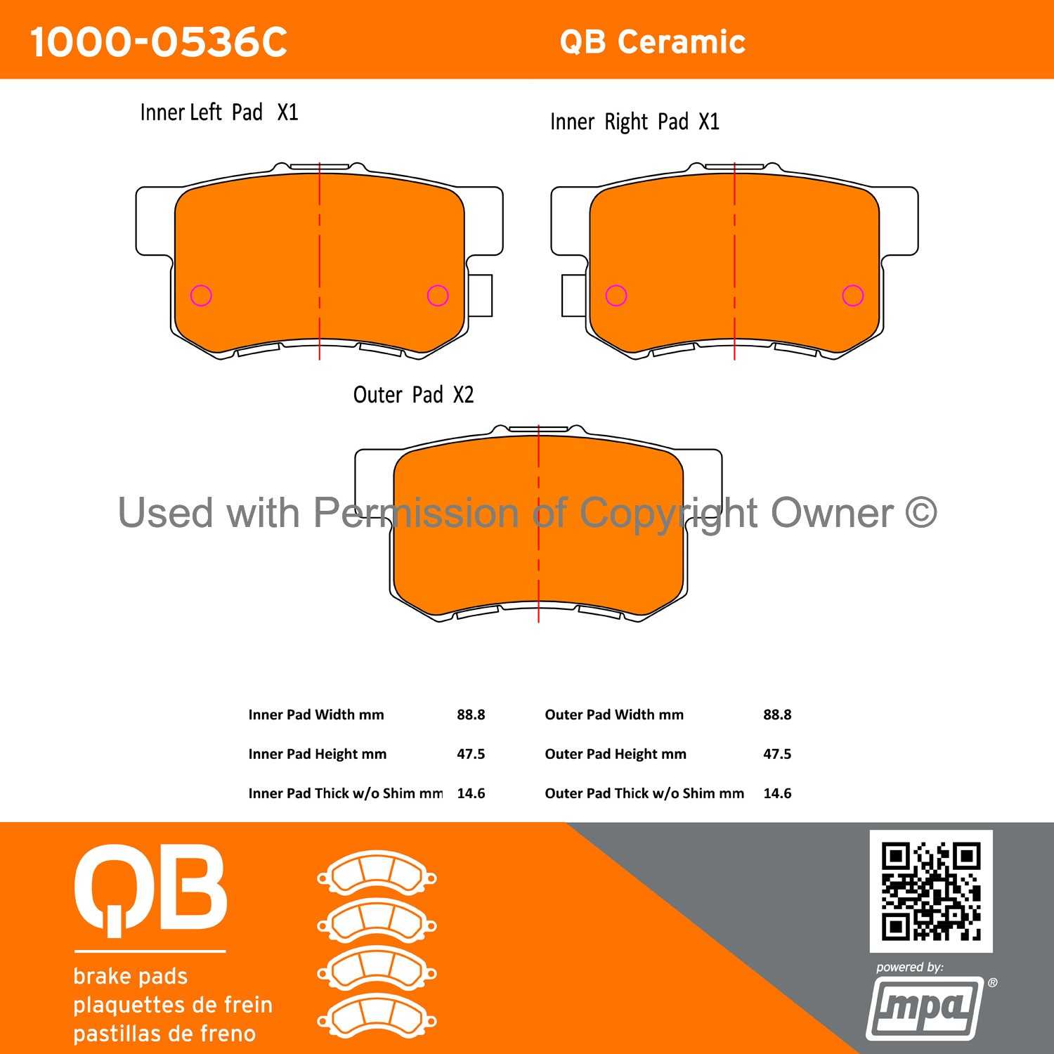 Other View of Rear Disc Brake Pad Set MPA 1000-0536C