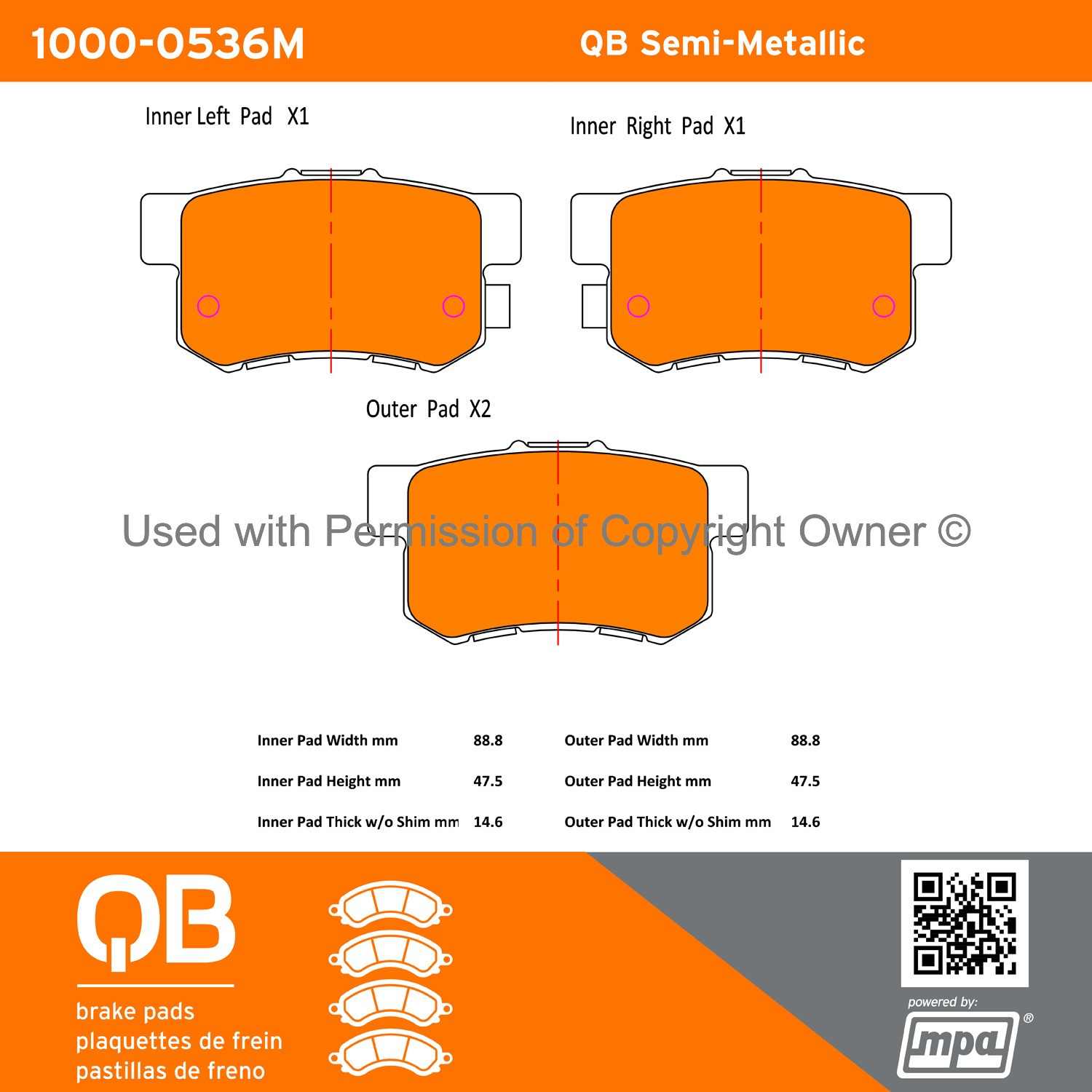 Other View of Rear Disc Brake Pad Set MPA 1000-0536M