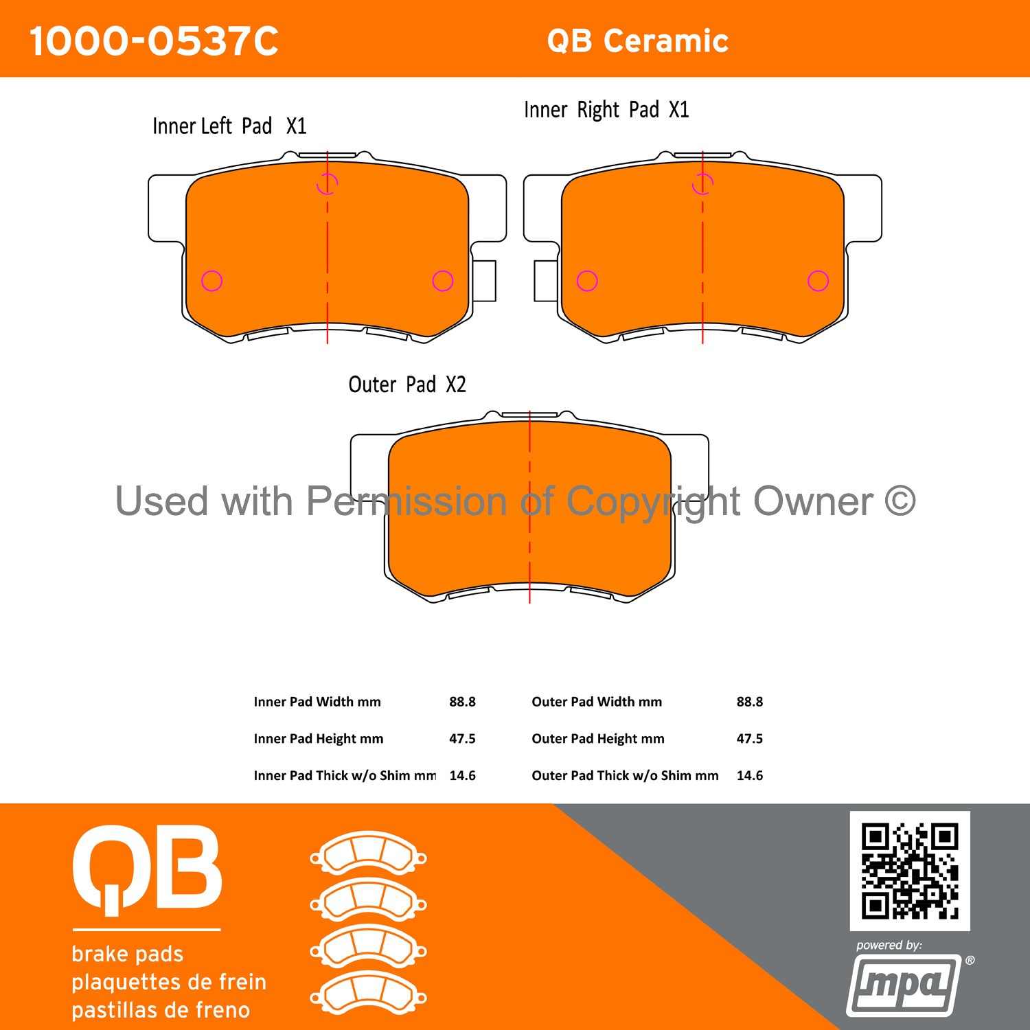 Other View of Rear Disc Brake Pad Set MPA 1000-0537C