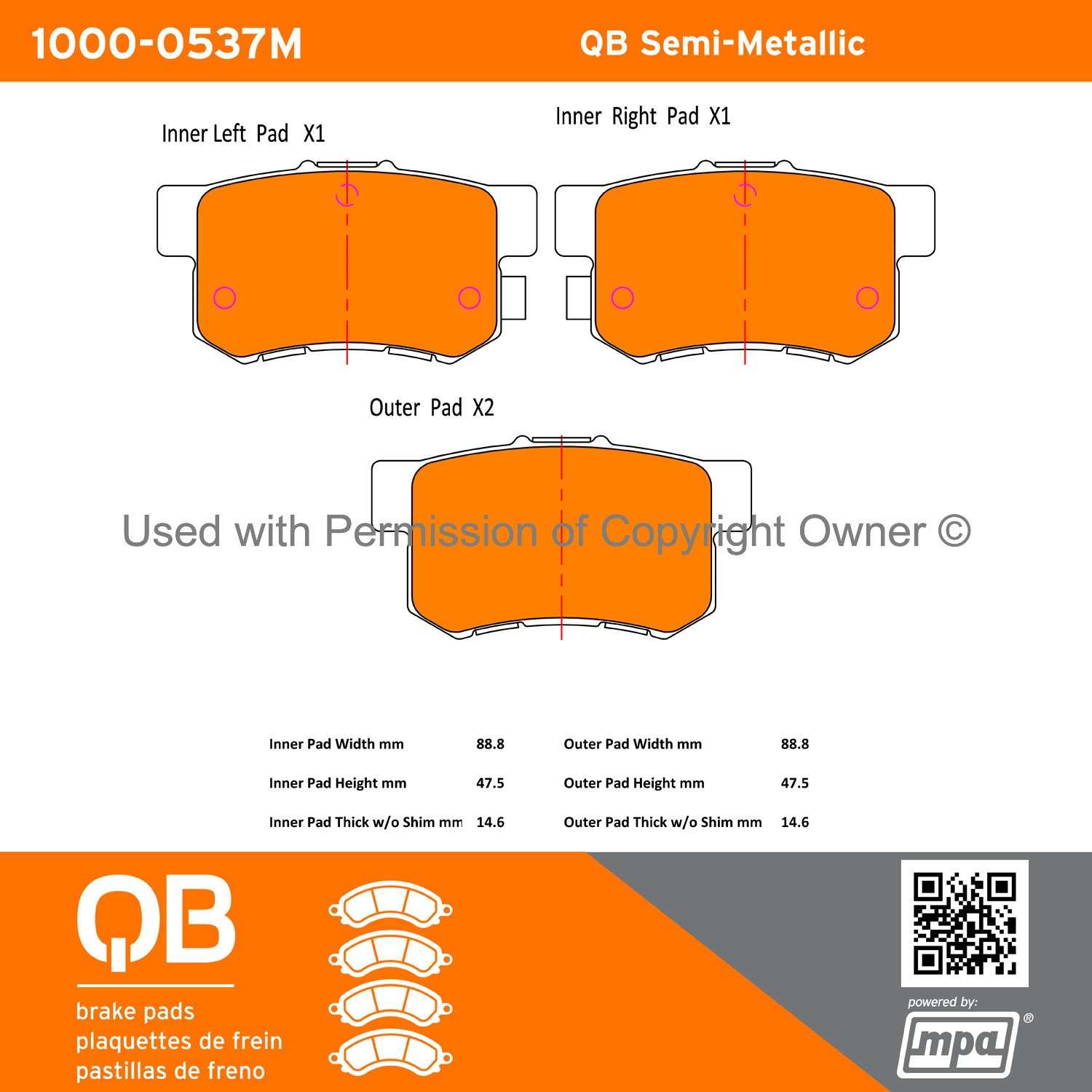 Other View of Rear Disc Brake Pad Set MPA 1000-0537M