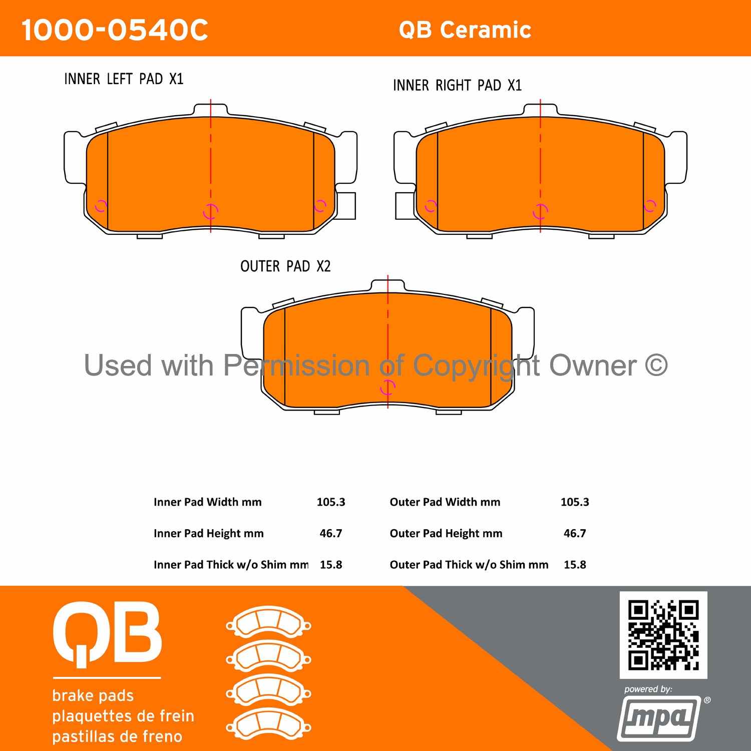 Other View of Rear Disc Brake Pad Set MPA 1000-0540C