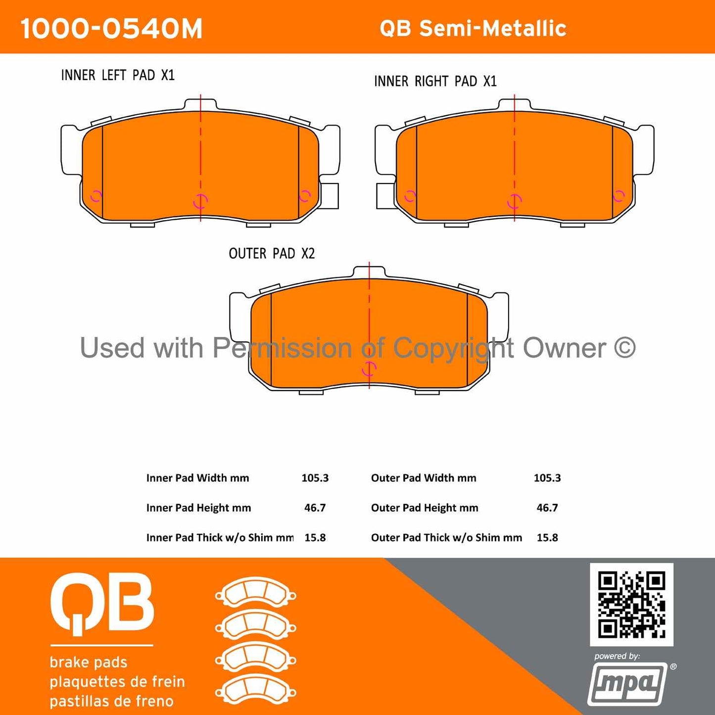 Other View of Rear Disc Brake Pad Set MPA 1000-0540M