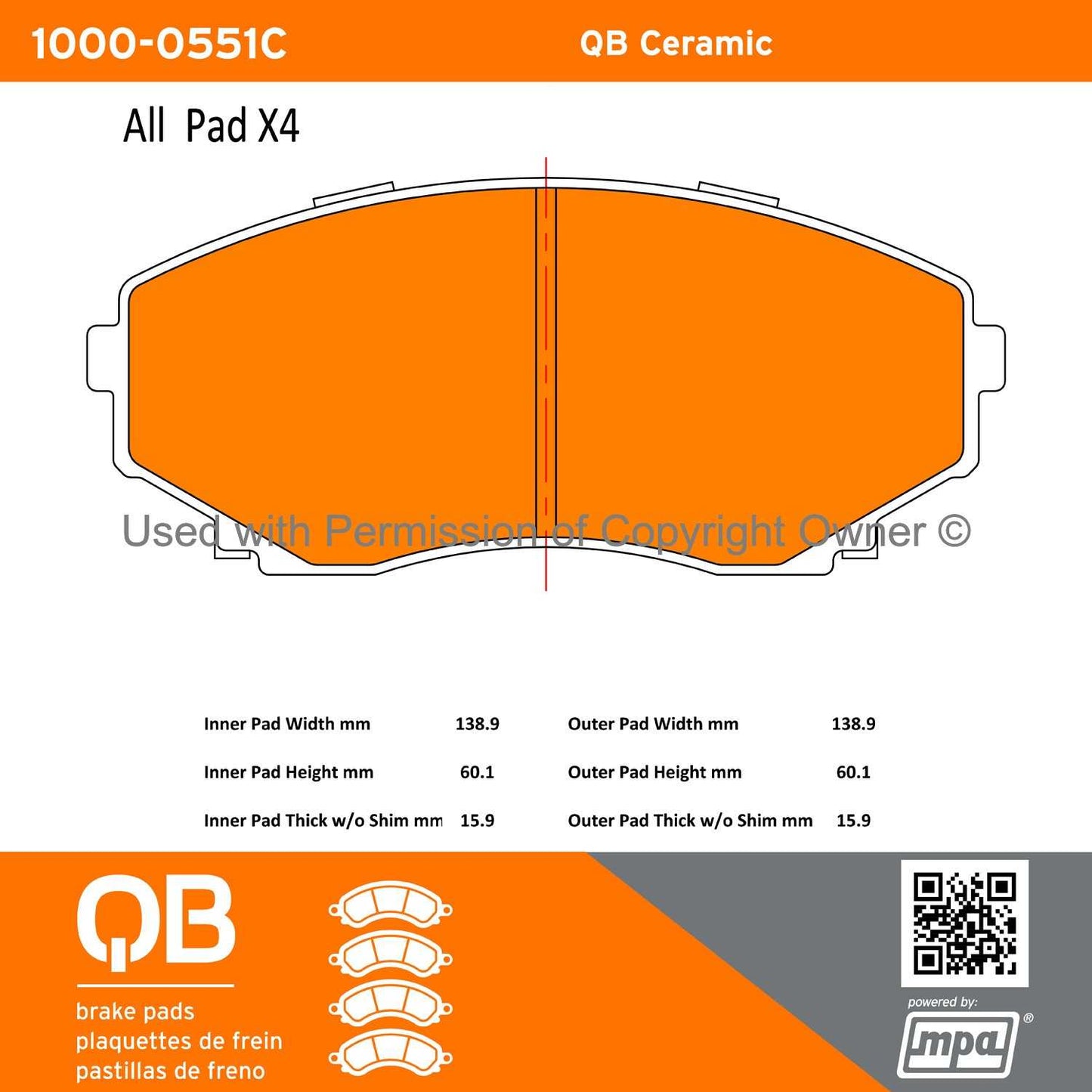 Other View of Front Disc Brake Pad Set MPA 1000-0551C