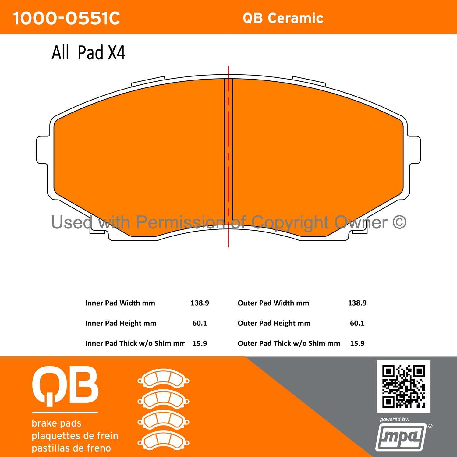 Other View of Front Disc Brake Pad Set MPA 1000-0551C