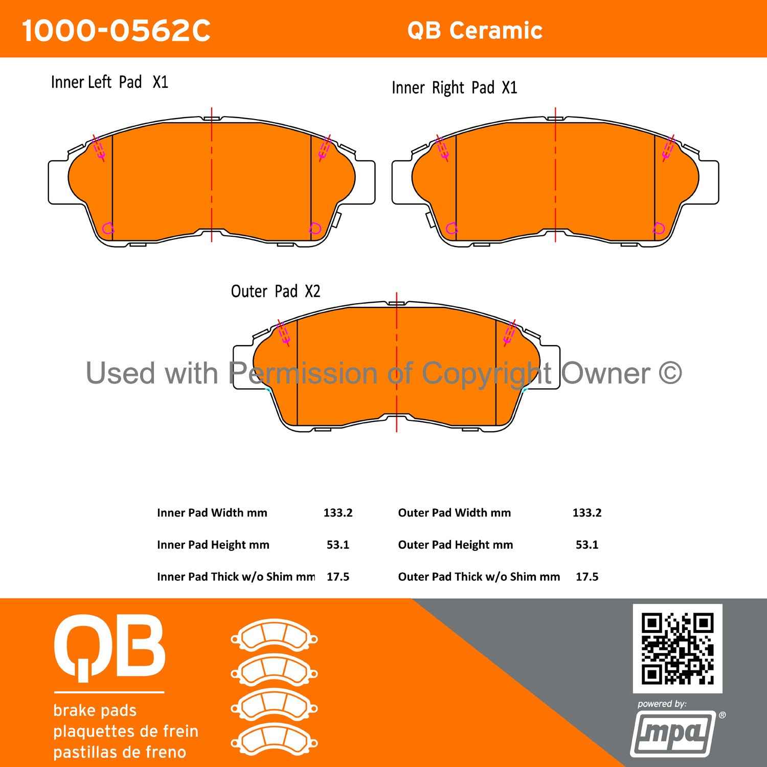 Other View of Front Disc Brake Pad Set MPA 1000-0562C