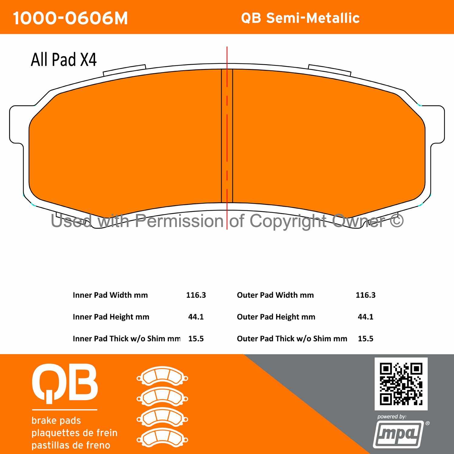 Other View of Rear Disc Brake Pad Set MPA 1000-0606M