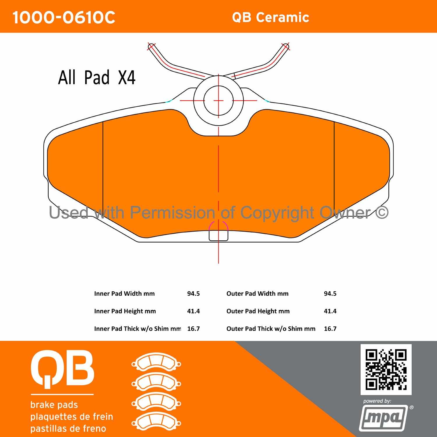 Other View of Rear Disc Brake Pad Set MPA 1000-0610C