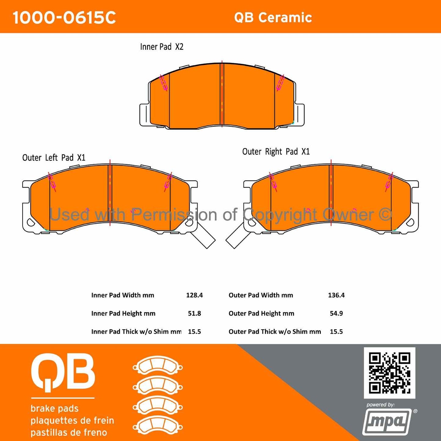 Other View of Front Disc Brake Pad Set MPA 1000-0615C