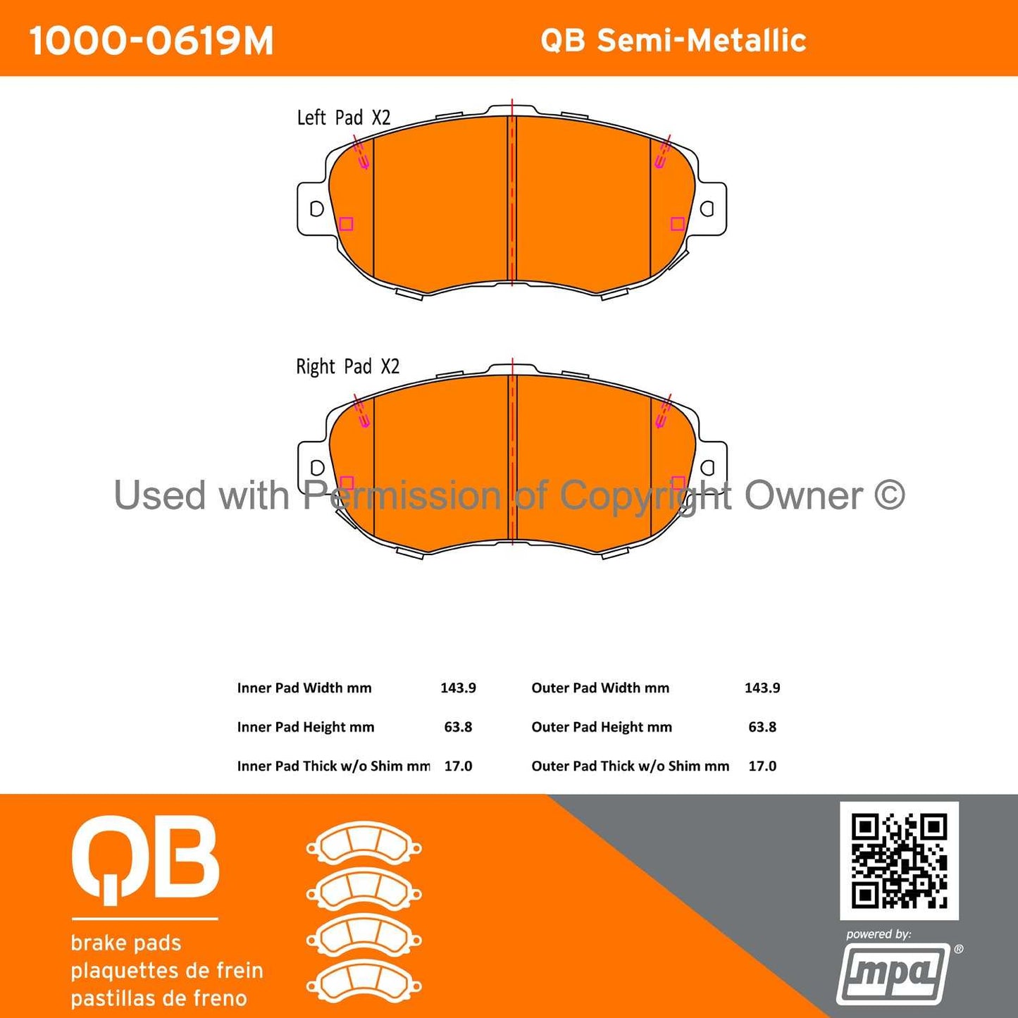 Other View of Front Disc Brake Pad Set MPA 1000-0619M