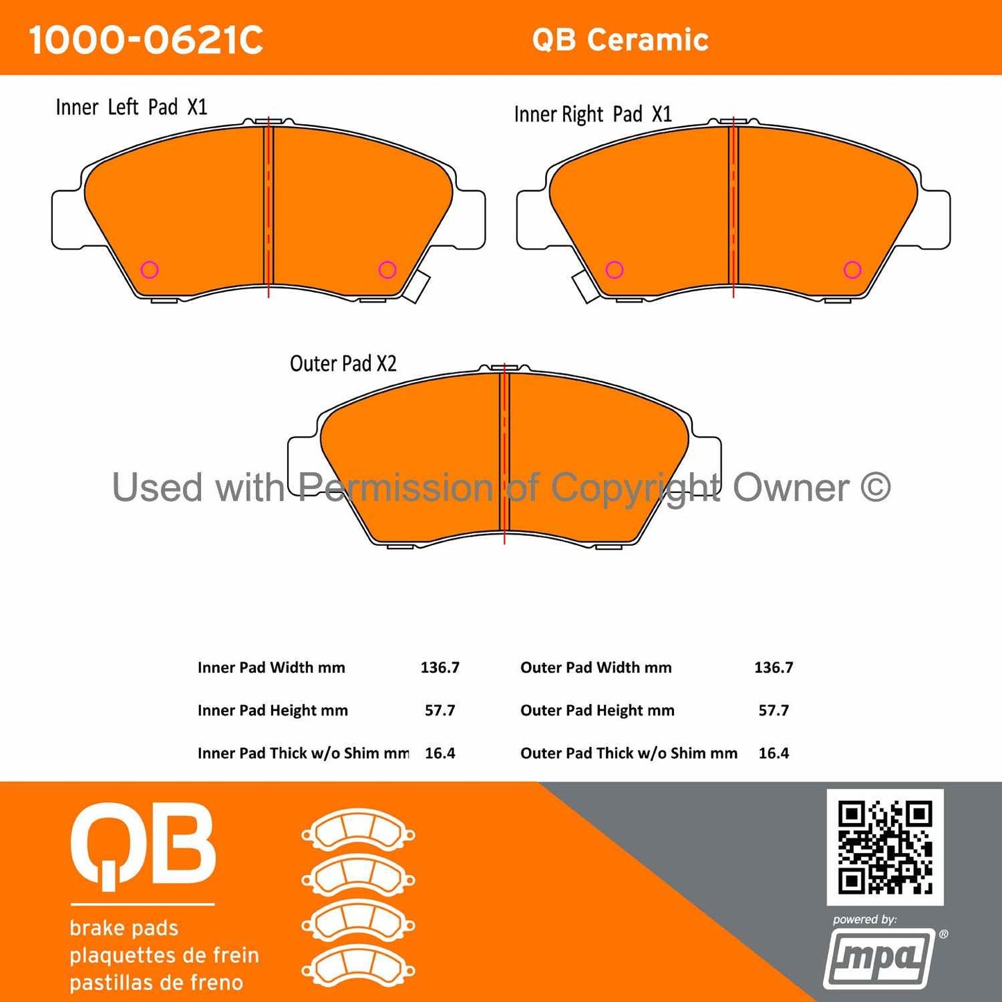 Other View of Front Disc Brake Pad Set MPA 1000-0621C