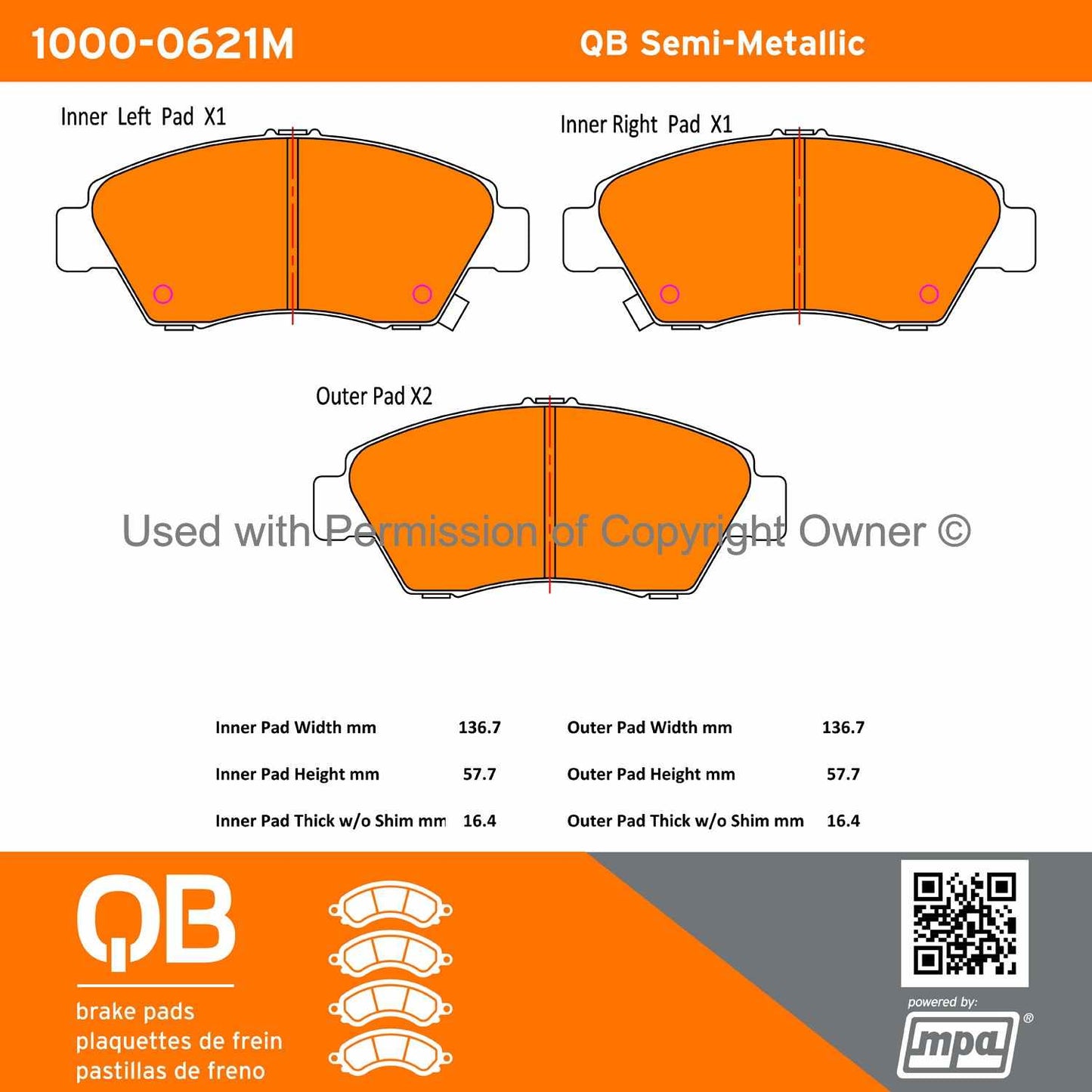 Other View of Front Disc Brake Pad Set MPA 1000-0621M