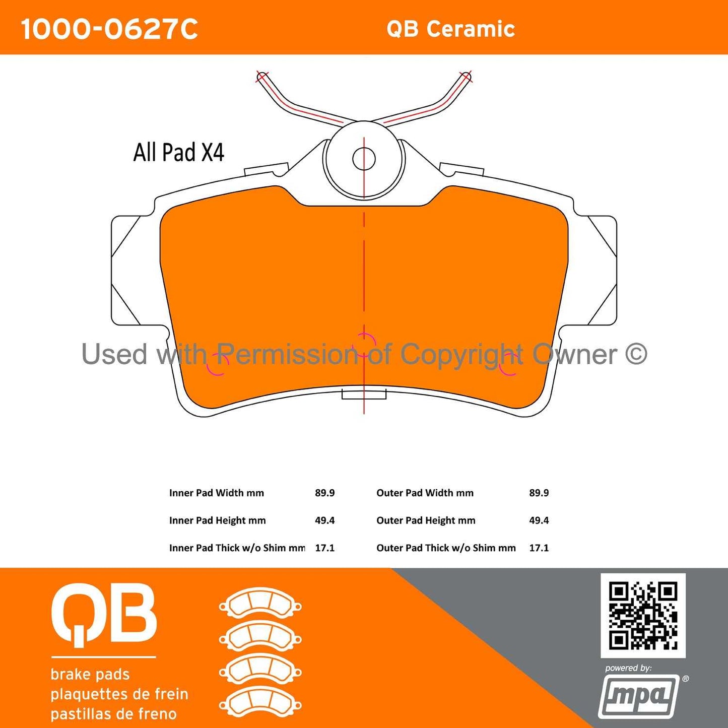 Other View of Rear Disc Brake Pad Set MPA 1000-0627C