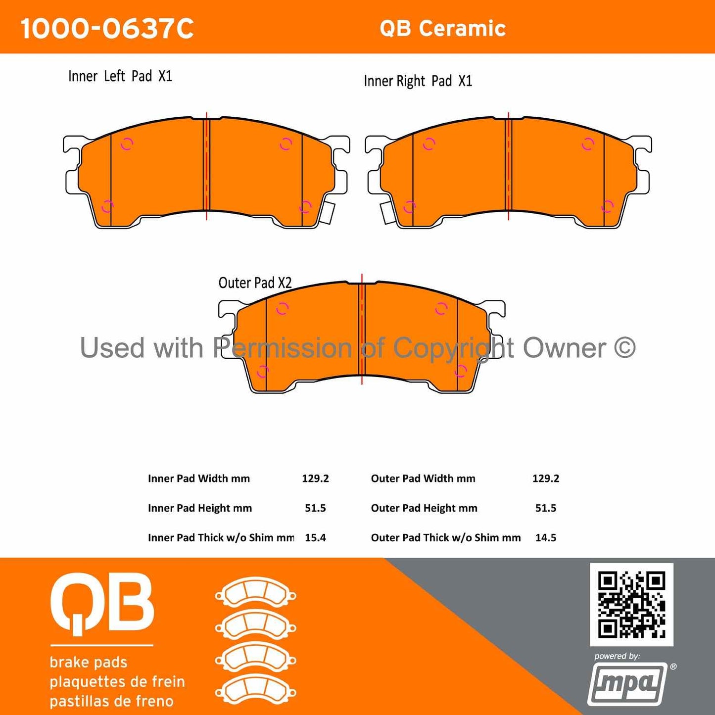 Other View of Front Disc Brake Pad Set MPA 1000-0637C