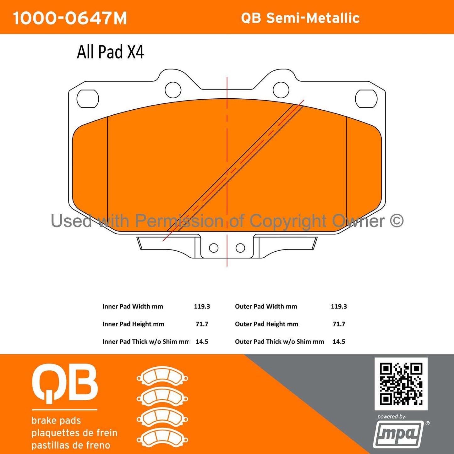 Other View of Front Disc Brake Pad Set MPA 1000-0647M