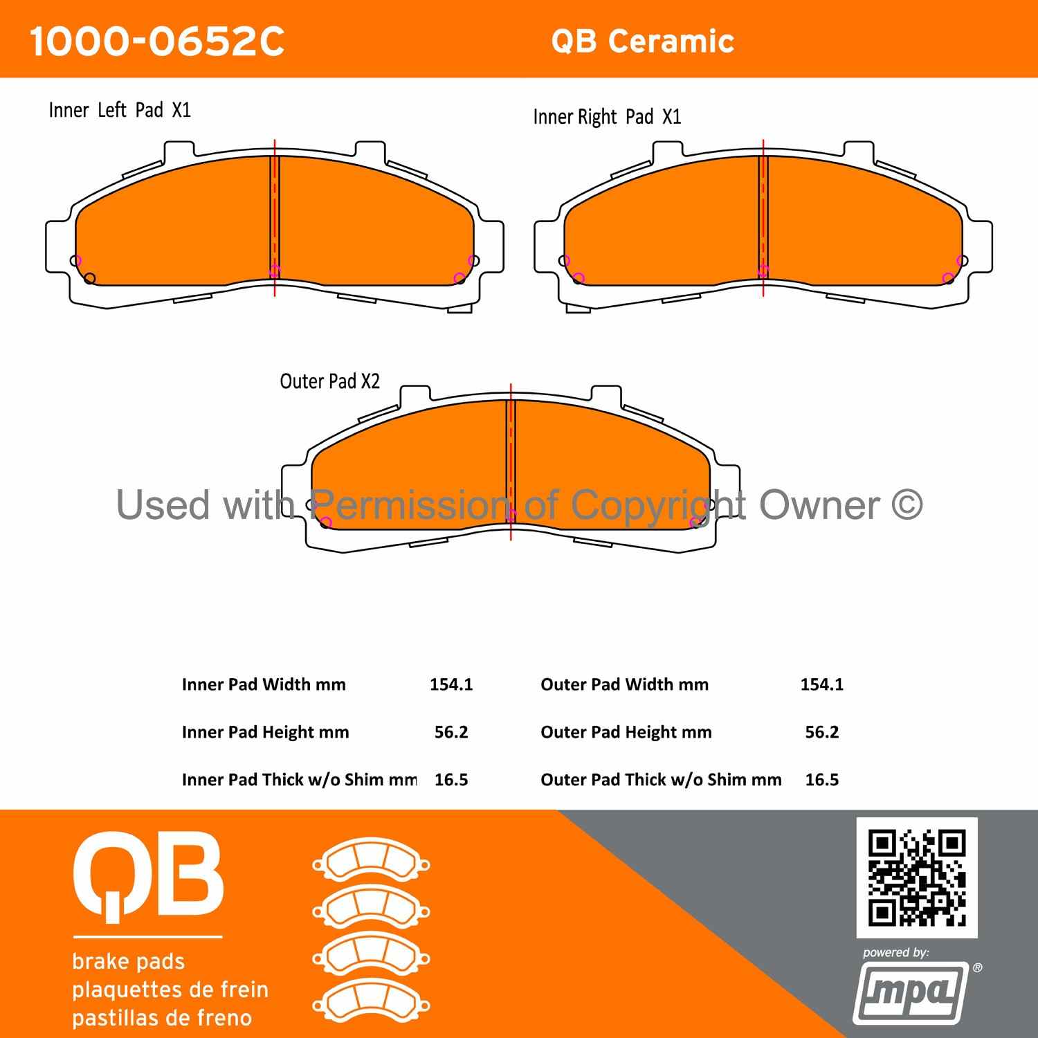 Other View of Front Disc Brake Pad Set MPA 1000-0652C