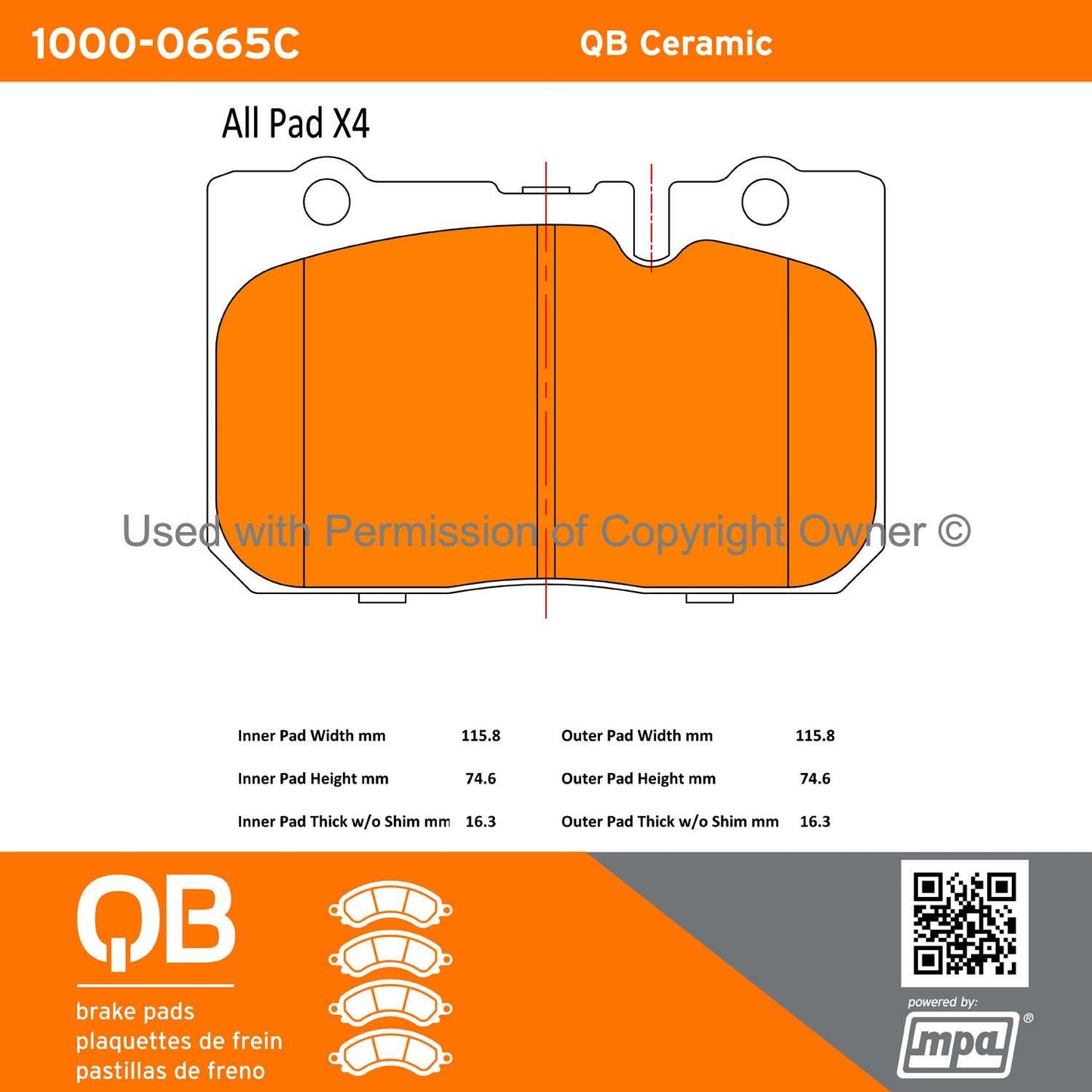 Other View of Front Disc Brake Pad Set MPA 1000-0665C