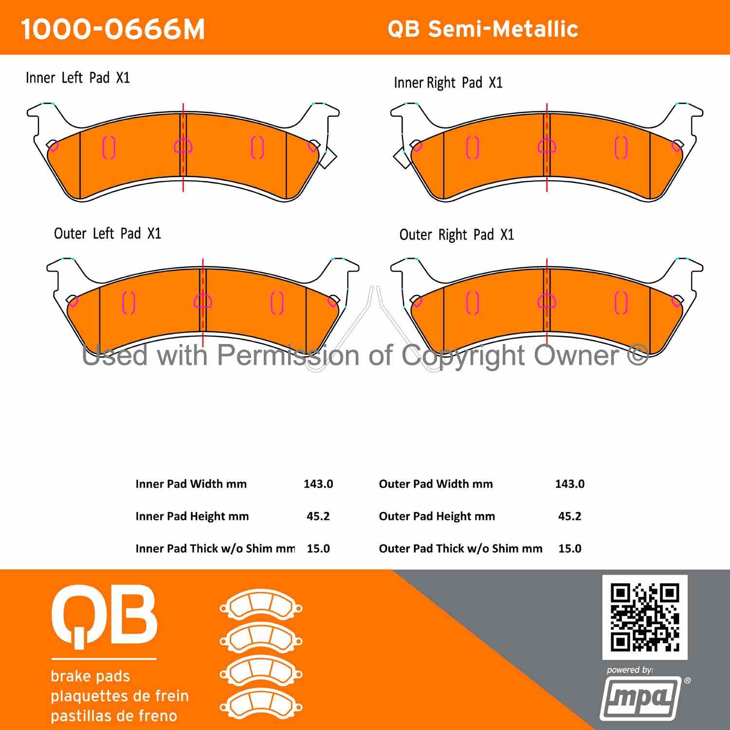 Other View of Rear Disc Brake Pad Set MPA 1000-0666M