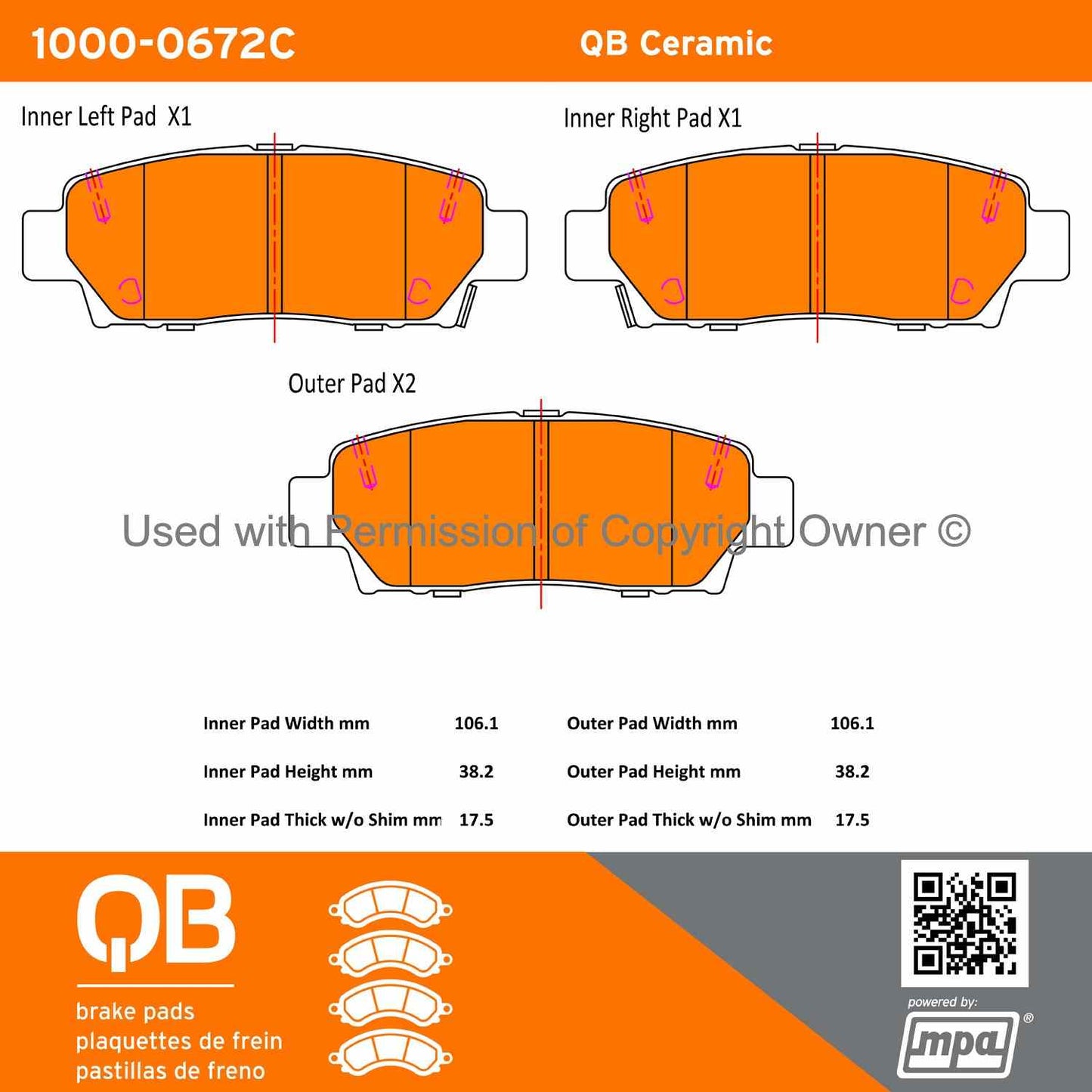 Other View of Rear Disc Brake Pad Set MPA 1000-0672C