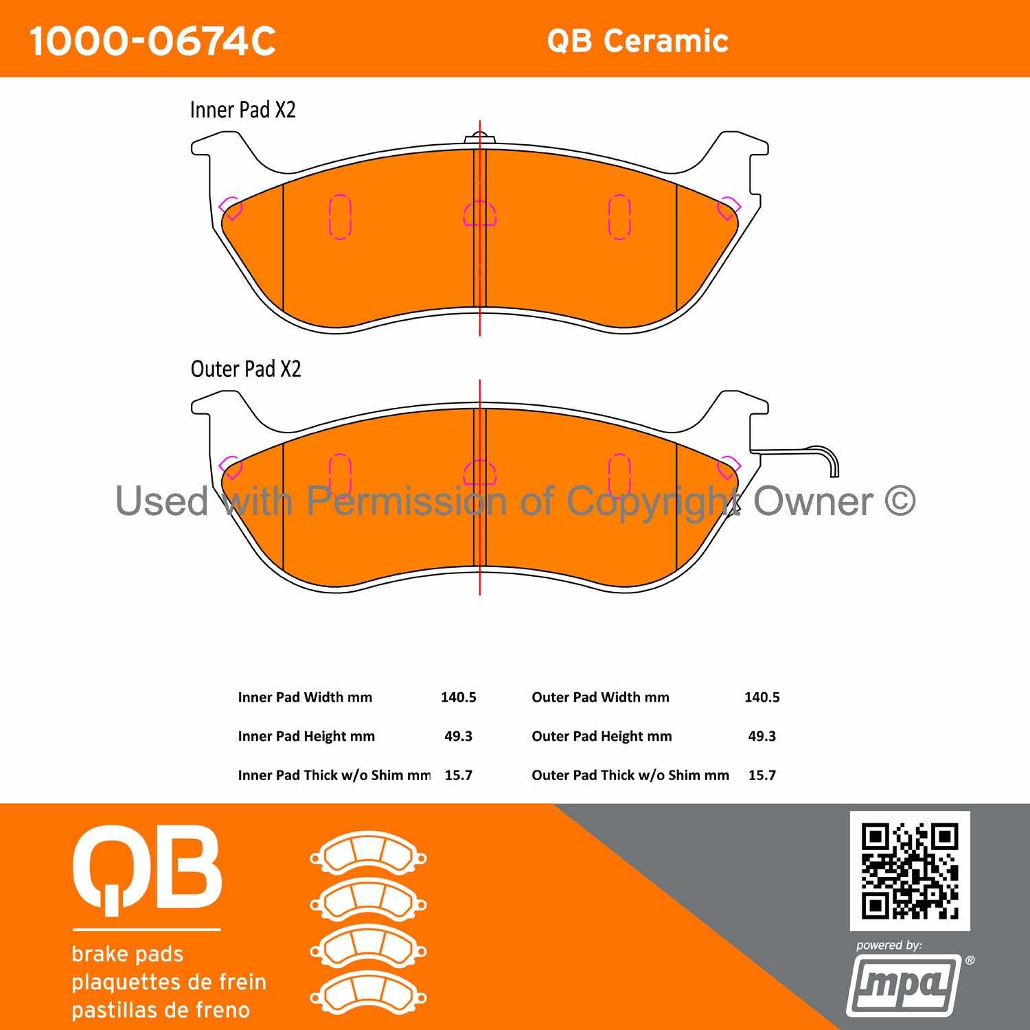 Other View of Rear Disc Brake Pad Set MPA 1000-0674C