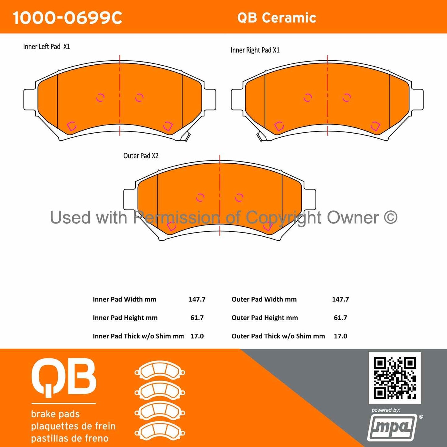 Other View of Front Disc Brake Pad Set MPA 1000-0699C