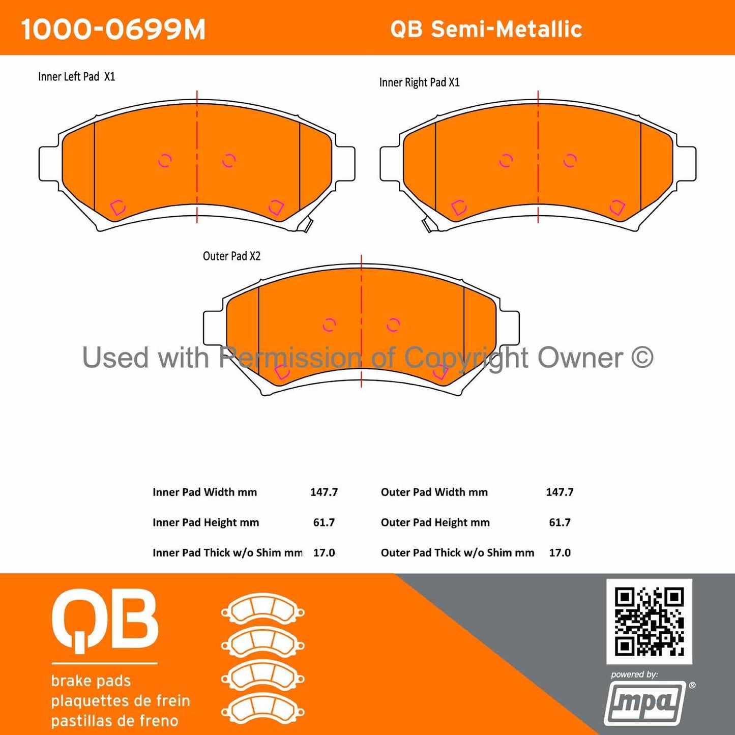 Other View of Front Disc Brake Pad Set MPA 1000-0699M