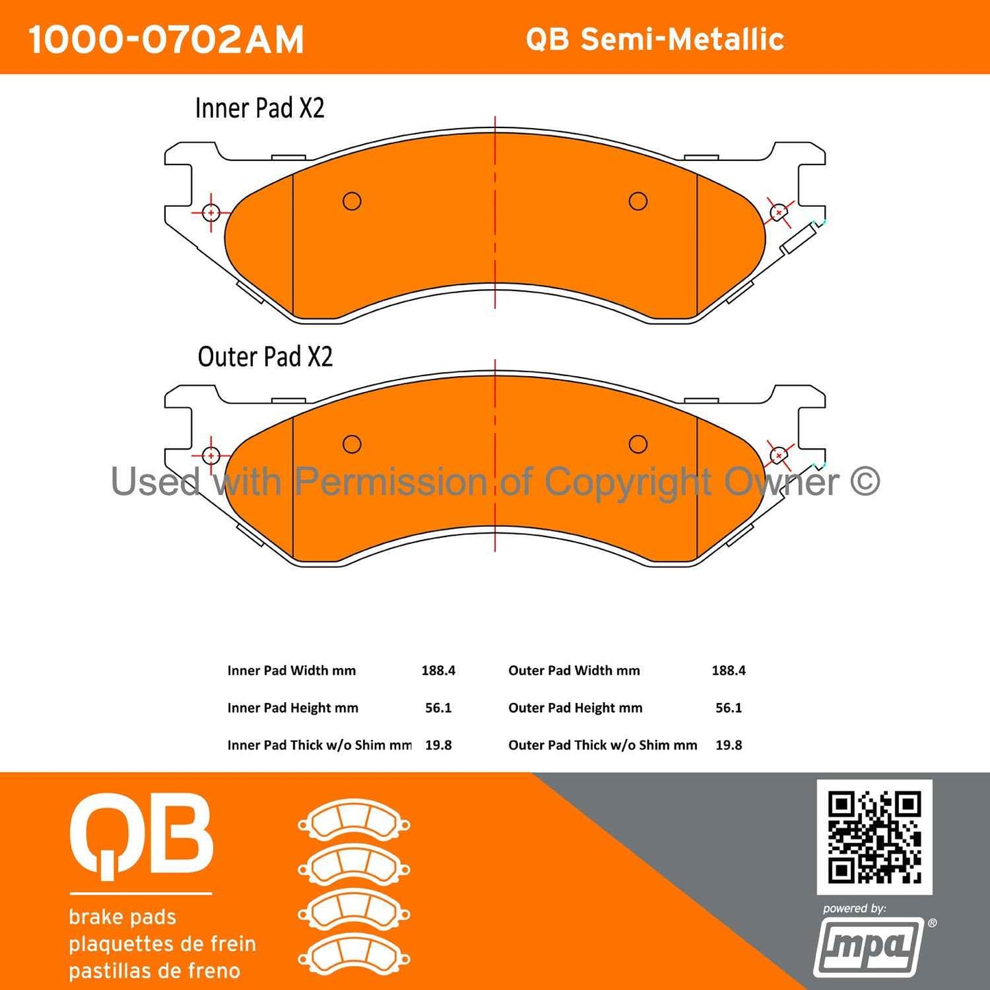 Other View of Rear Disc Brake Pad Set MPA 1000-0702AM