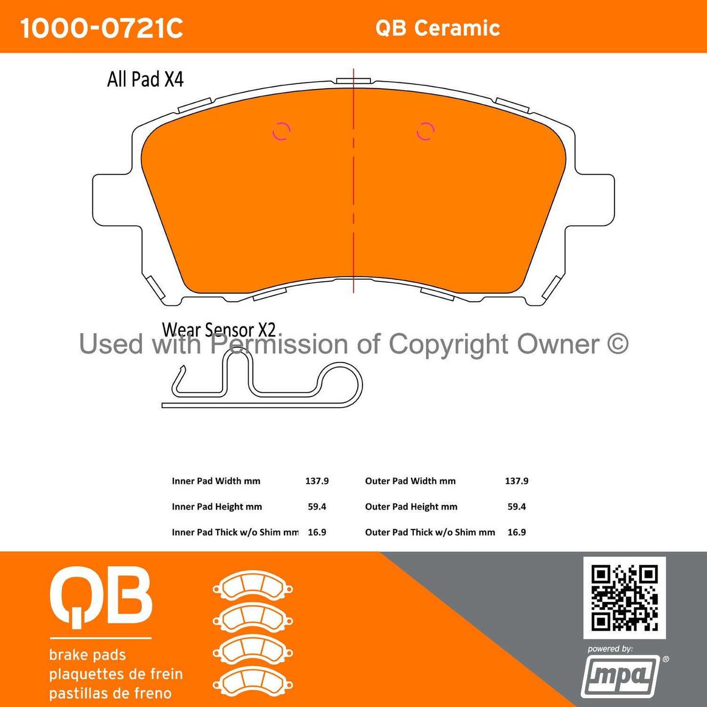 Other View of Front Disc Brake Pad Set MPA 1000-0721C