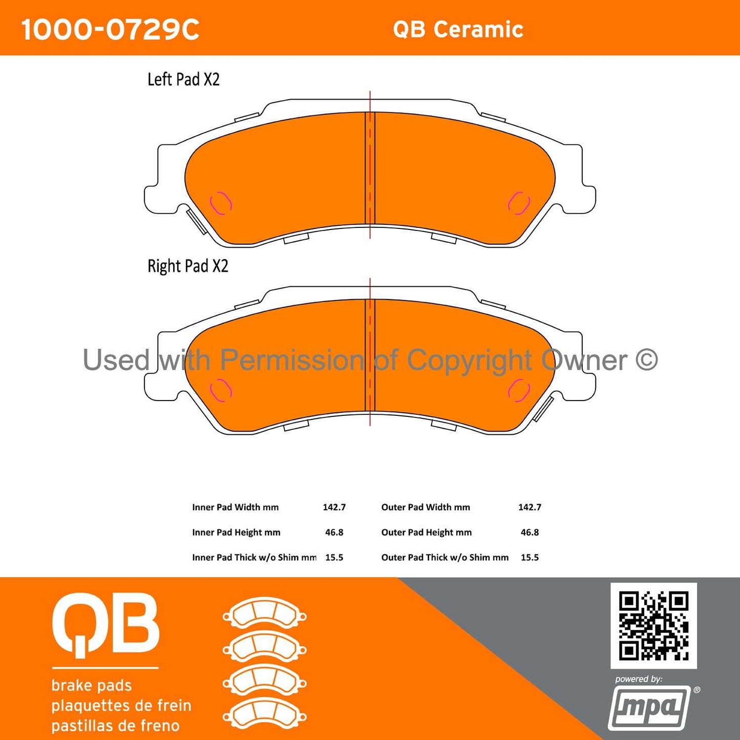 Other View of Rear Disc Brake Pad Set MPA 1000-0729C