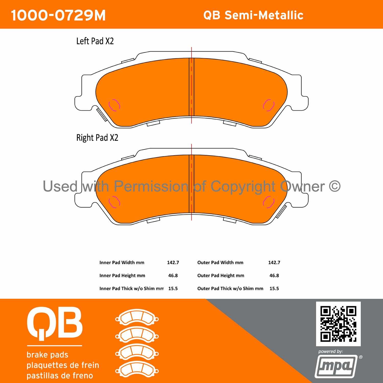 Other View of Rear Disc Brake Pad Set MPA 1000-0729M