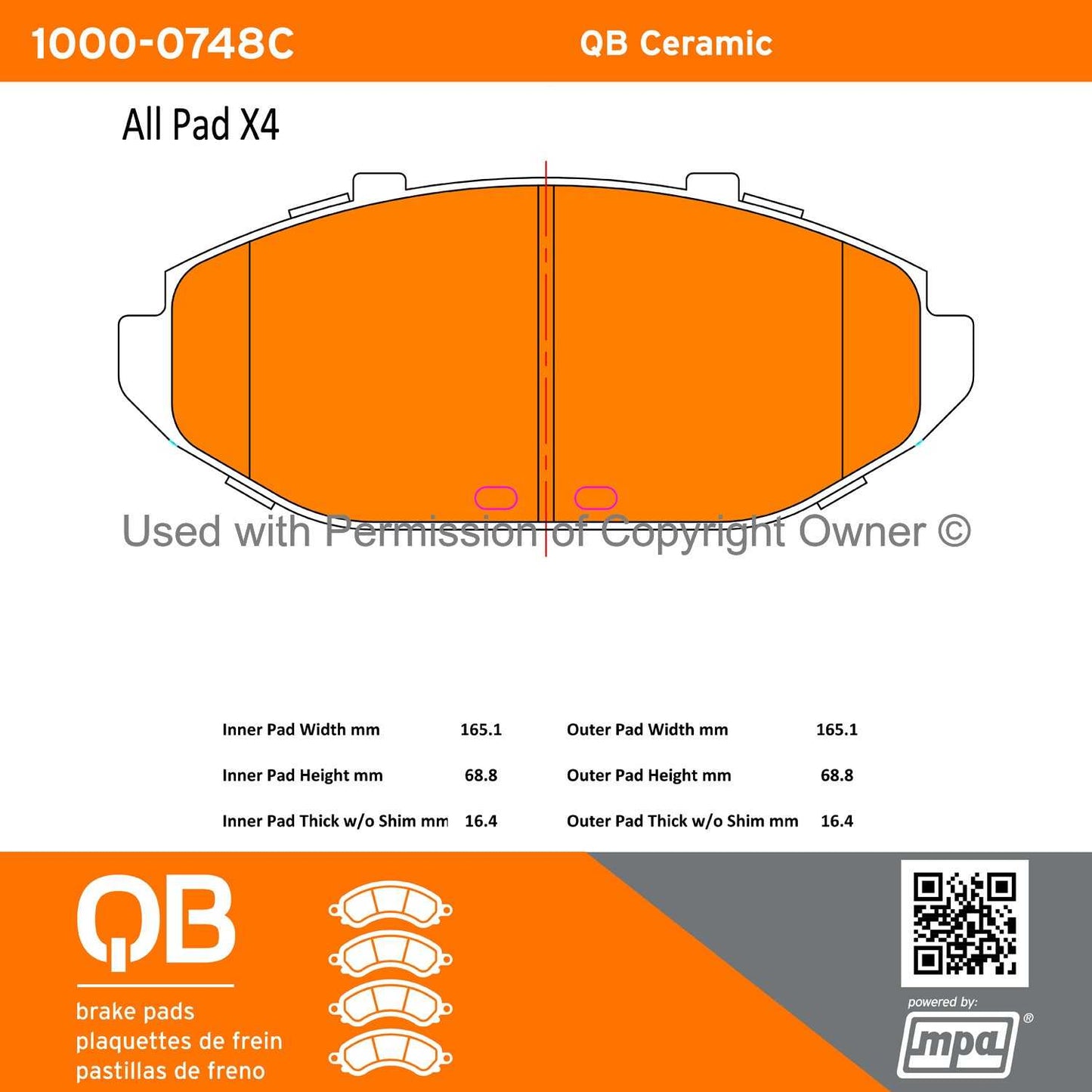 Other View of Front Disc Brake Pad Set MPA 1000-0748C