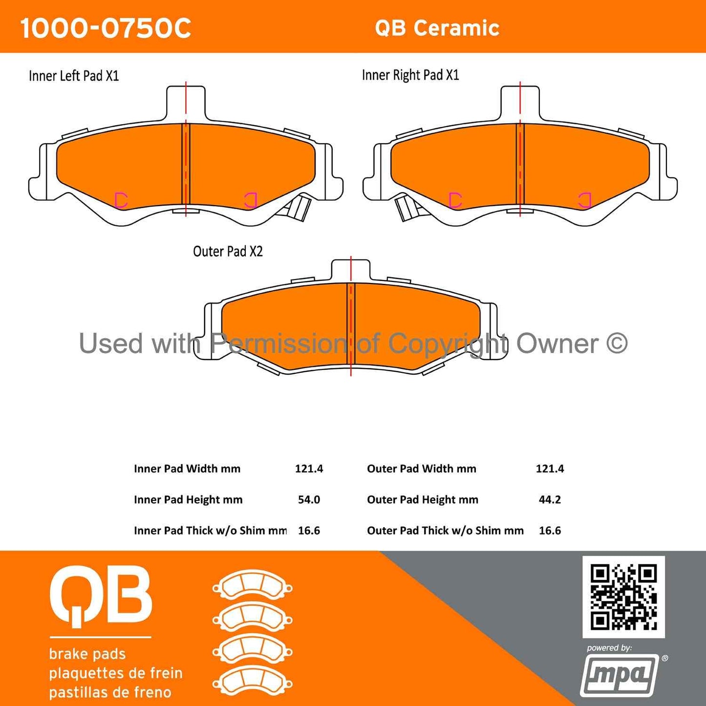 Other View of Rear Disc Brake Pad Set MPA 1000-0750C