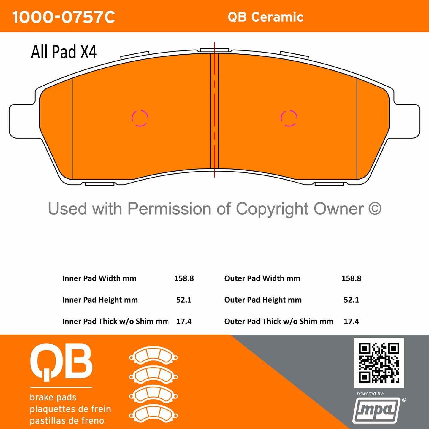 Other View of Rear Disc Brake Pad Set MPA 1000-0757C