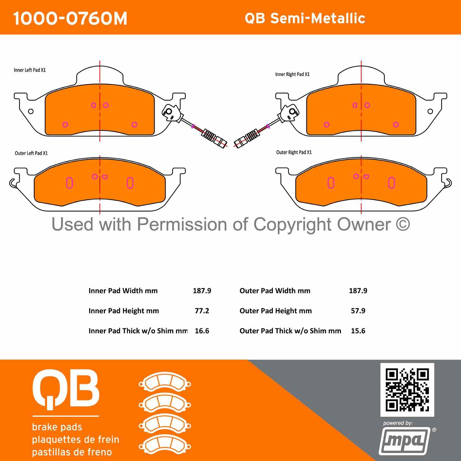 Other View of Front Disc Brake Pad Set MPA 1000-0760M