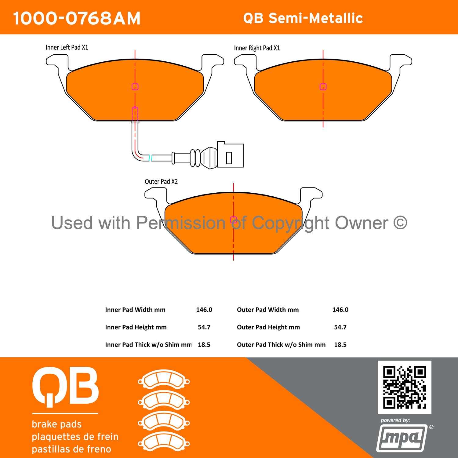 Other View of Front Disc Brake Pad Set MPA 1000-0768AM