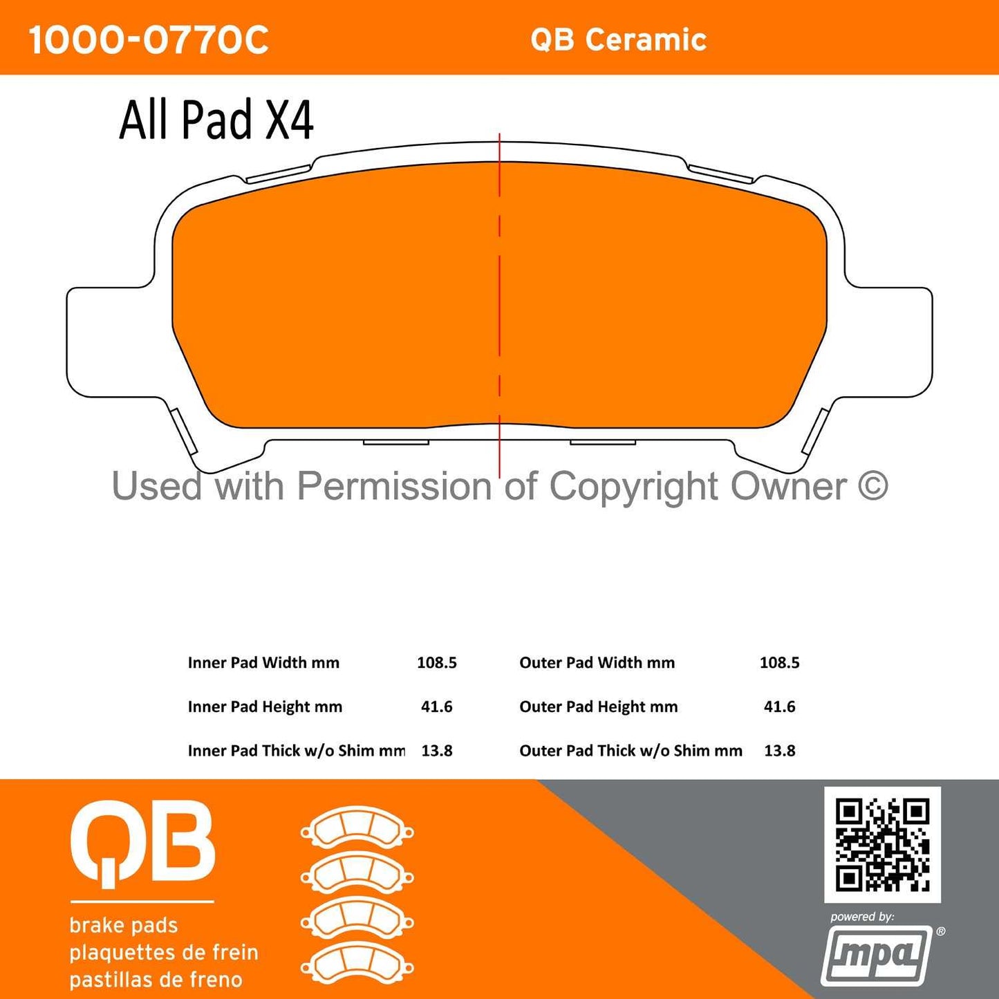 Other View of Rear Disc Brake Pad Set MPA 1000-0770C