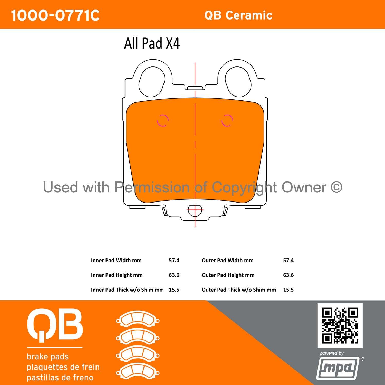 Other View of Rear Disc Brake Pad Set MPA 1000-0771C