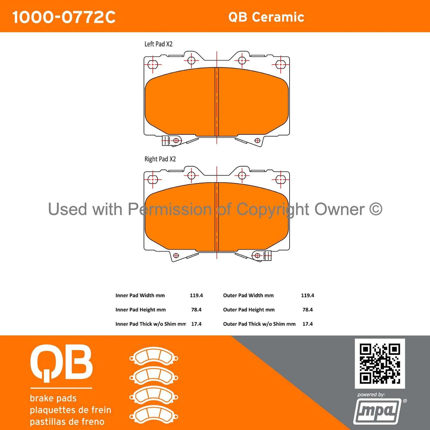 Other View of Front Disc Brake Pad Set MPA 1000-0772C