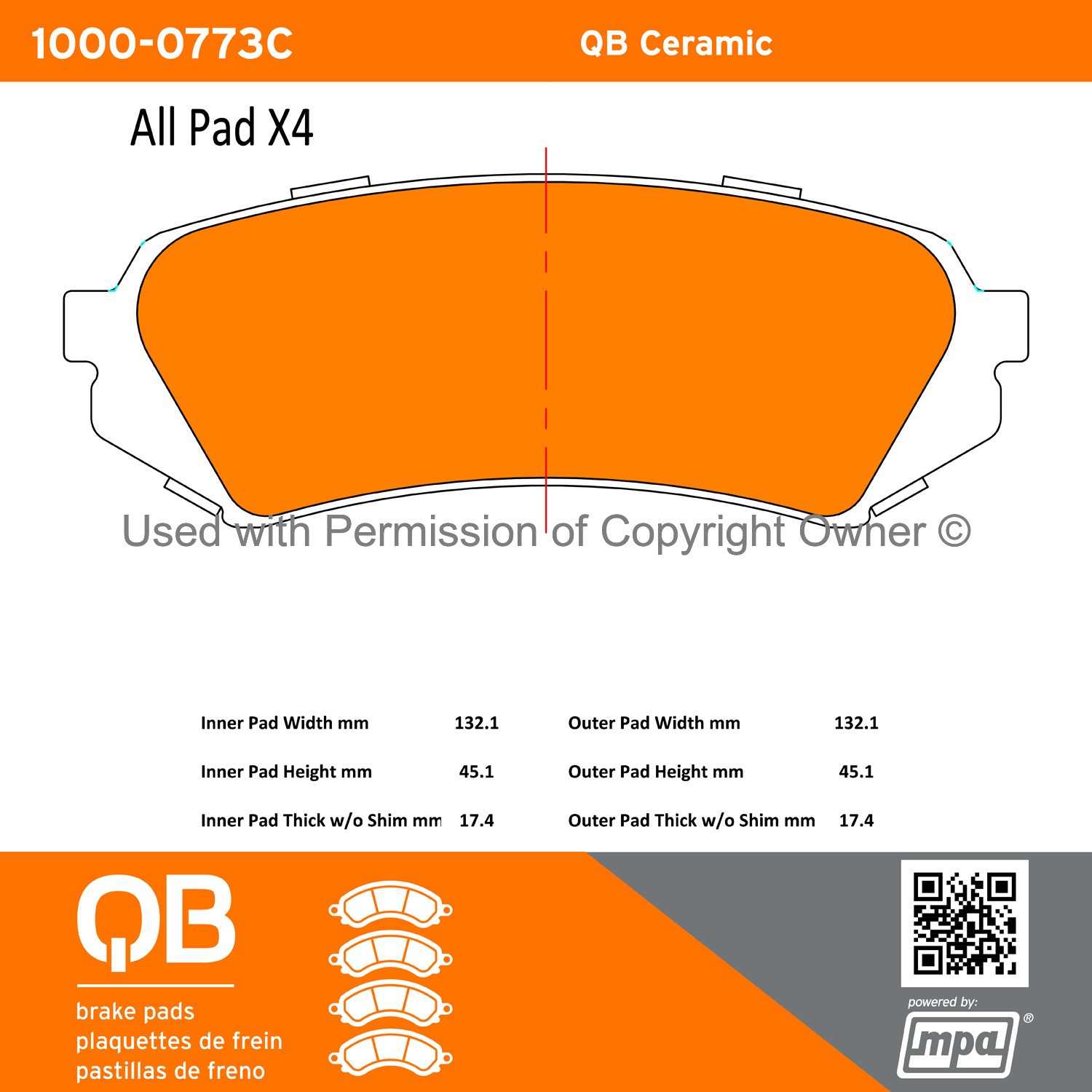 Other View of Rear Disc Brake Pad Set MPA 1000-0773C