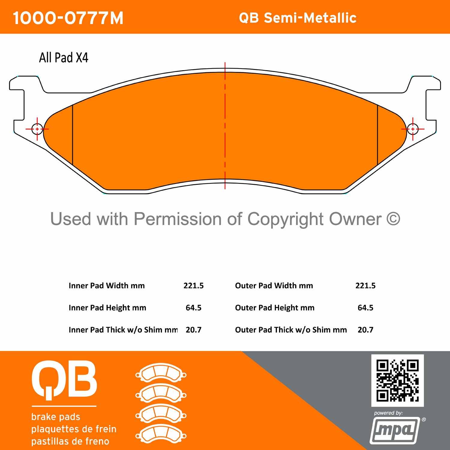 Other View of Rear Disc Brake Pad Set MPA 1000-0777M