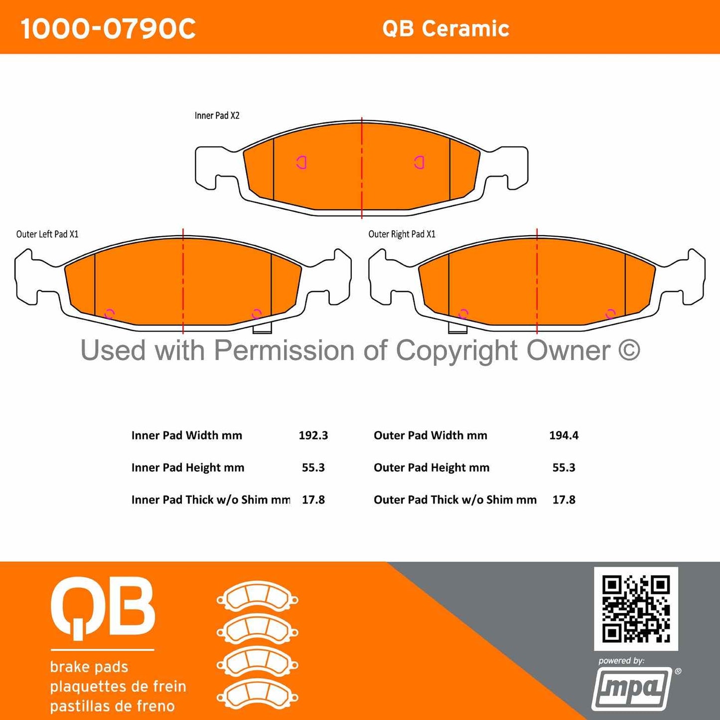 Other View of Front Disc Brake Pad Set MPA 1000-0790C