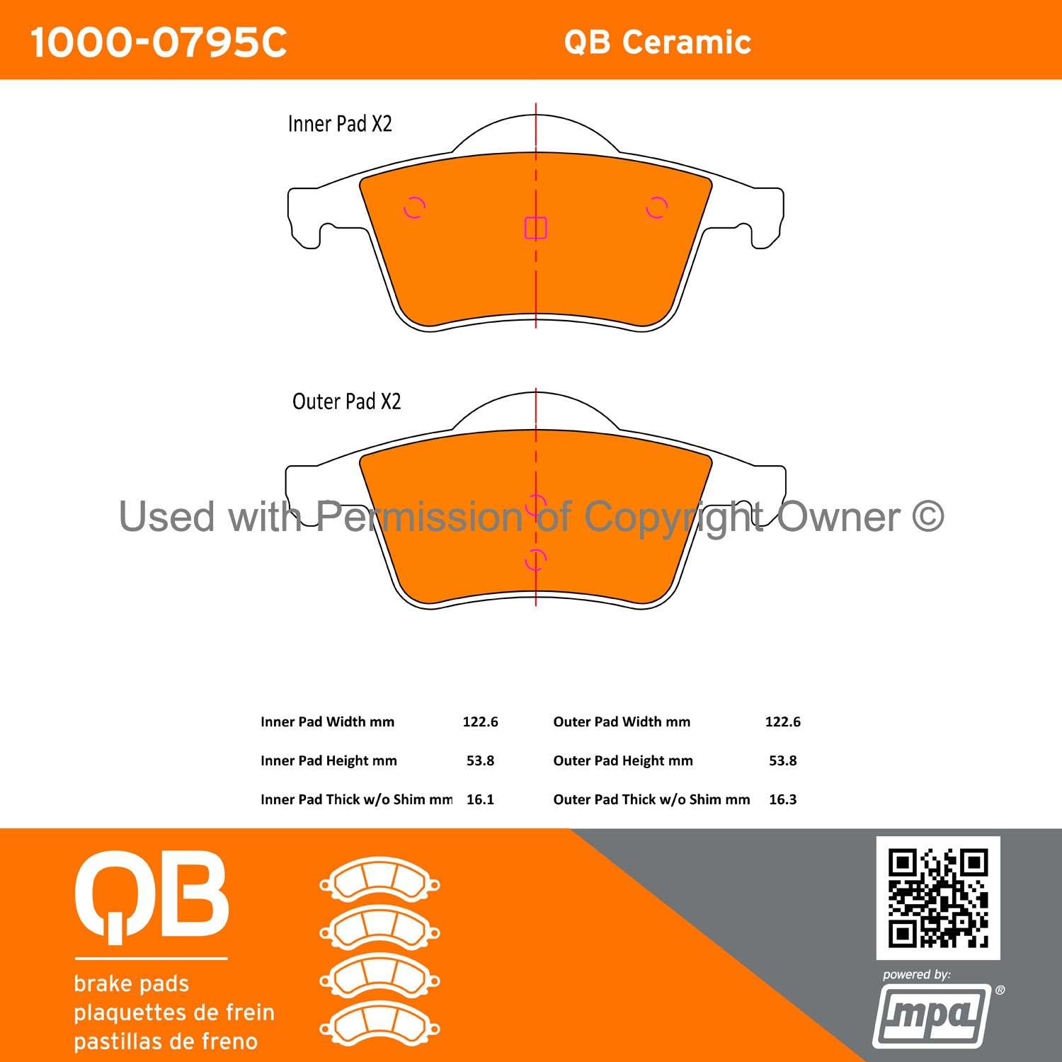 Other View of Rear Disc Brake Pad Set MPA 1000-0795C