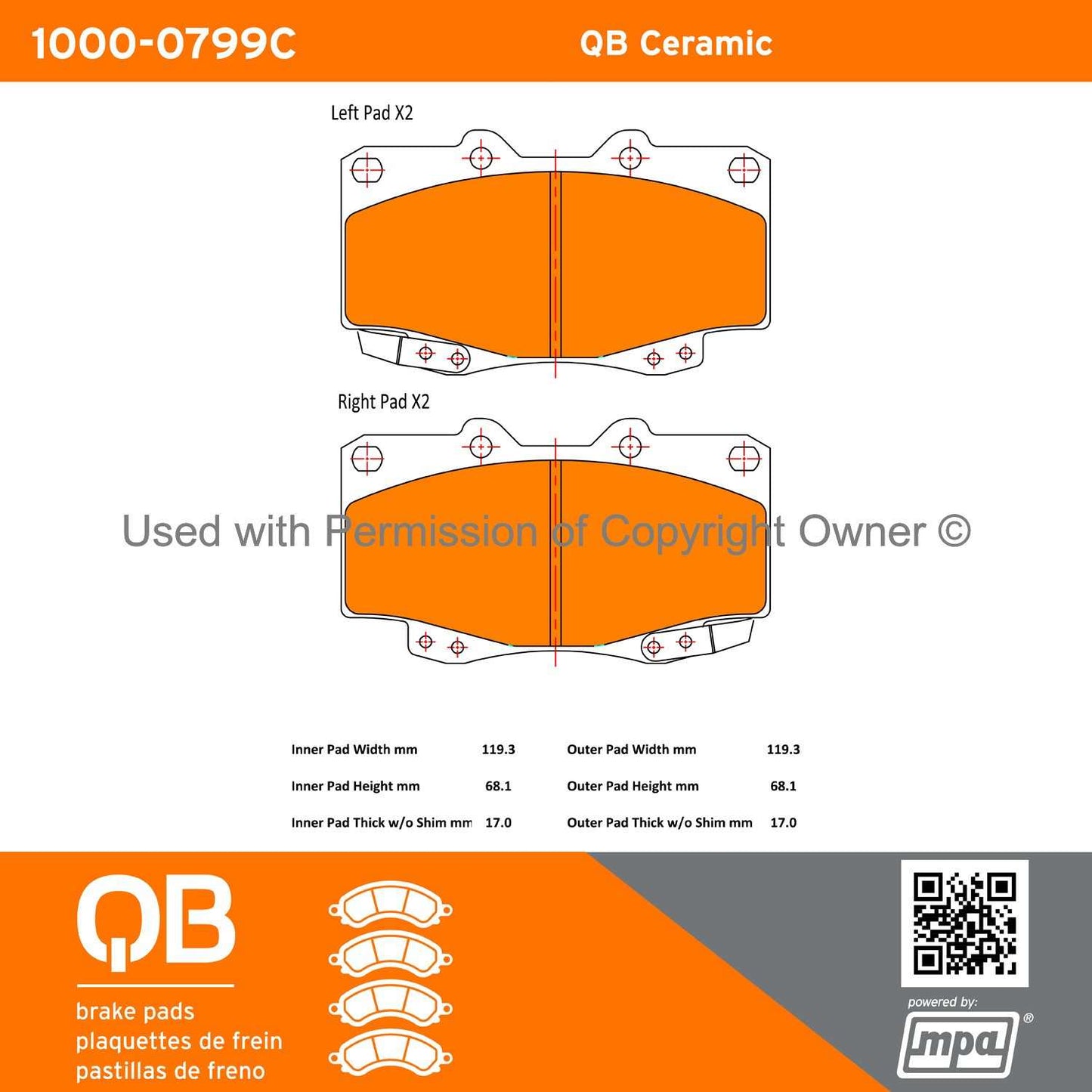 Other View of Front Disc Brake Pad Set MPA 1000-0799C