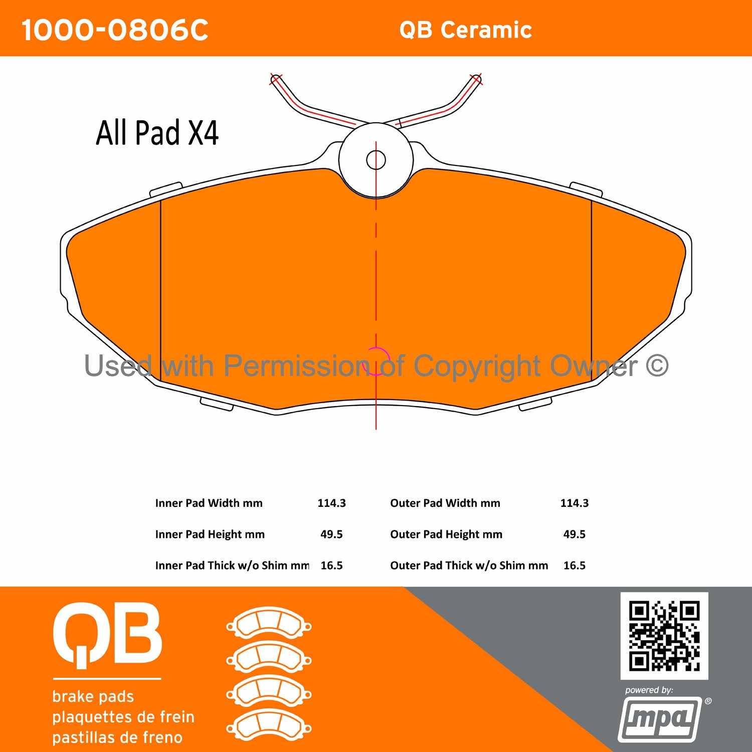 Other View of Rear Disc Brake Pad Set MPA 1000-0806C