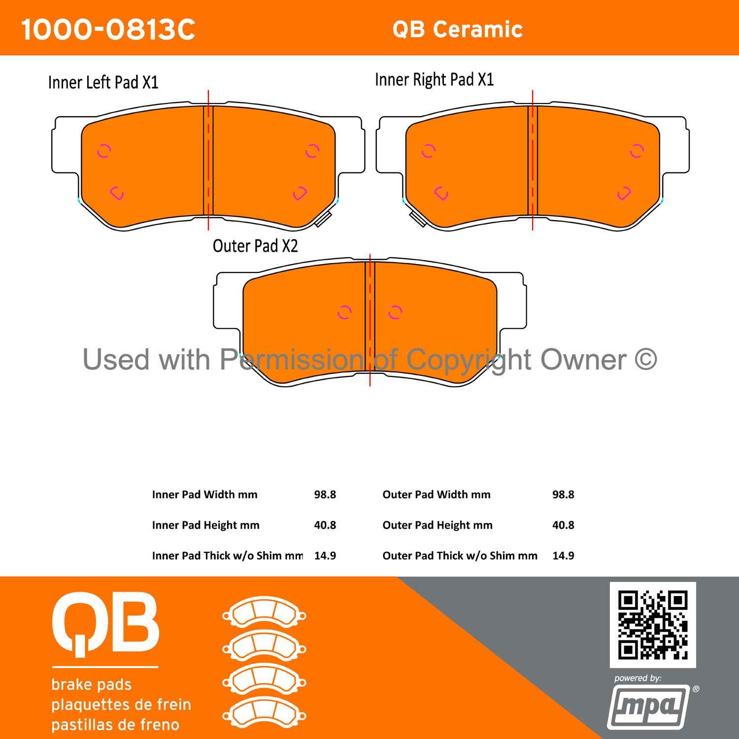 Other View of Rear Disc Brake Pad Set MPA 1000-0813C