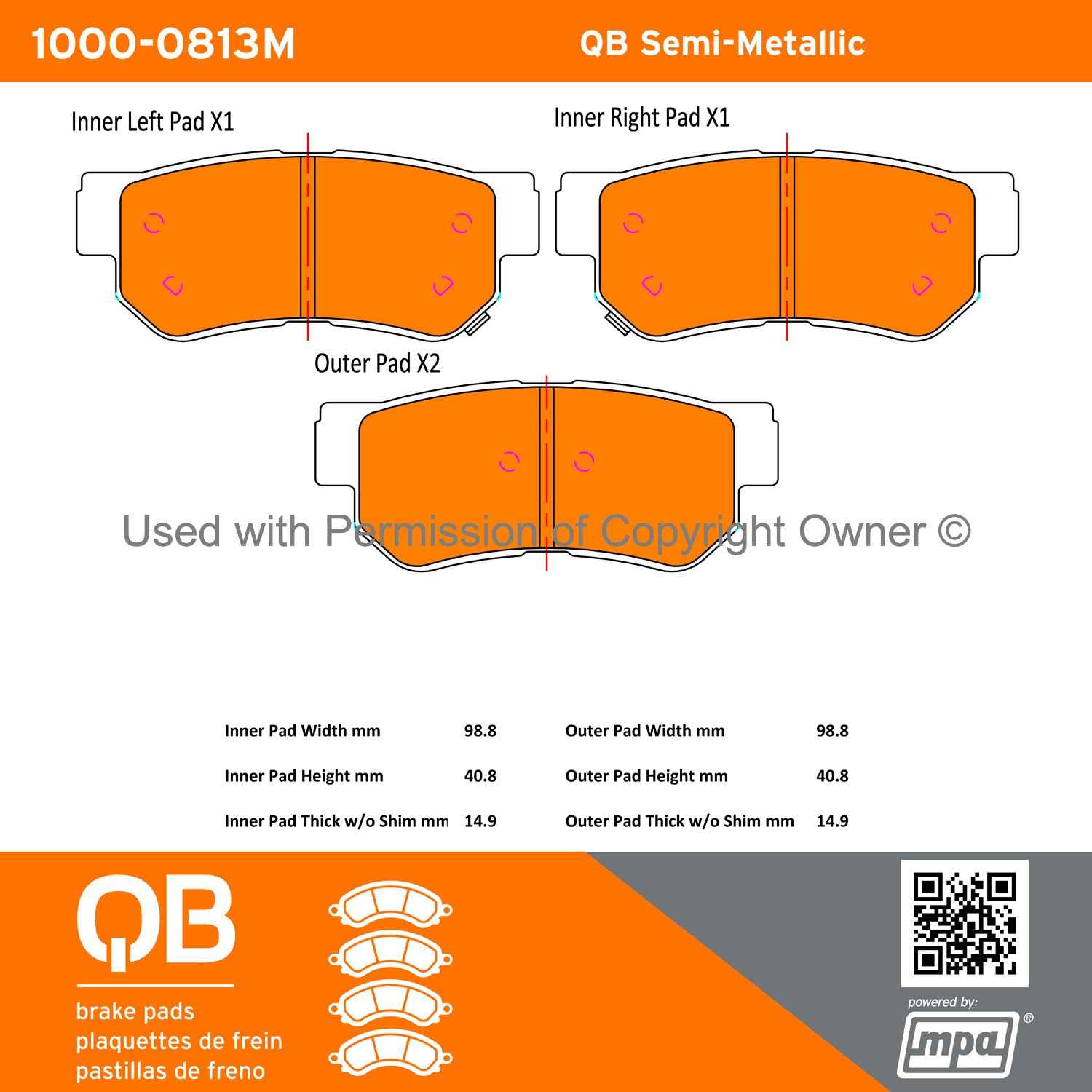 Other View of Rear Disc Brake Pad Set MPA 1000-0813M