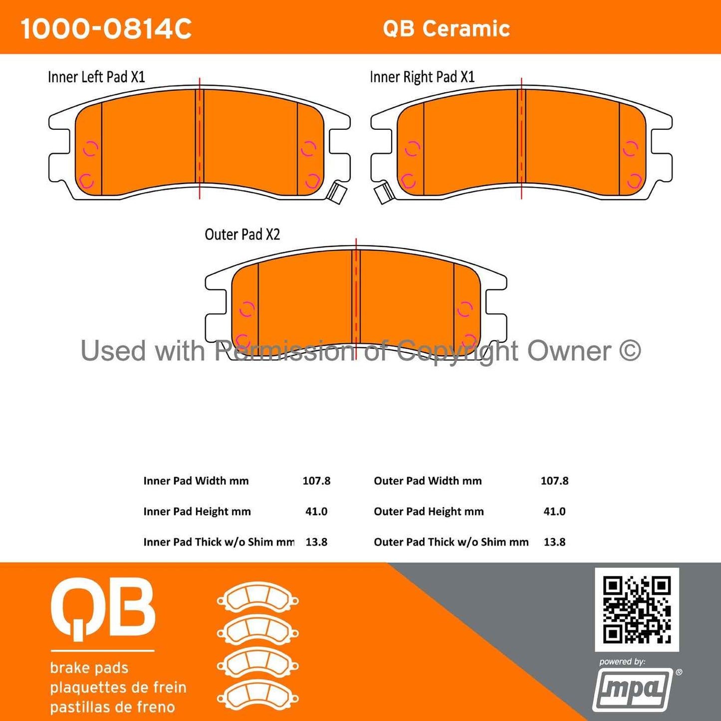 Other View of Rear Disc Brake Pad Set MPA 1000-0814C