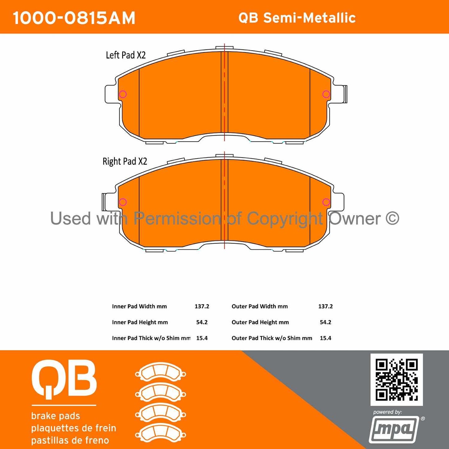 Other View of Front Disc Brake Pad Set MPA 1000-0815AM