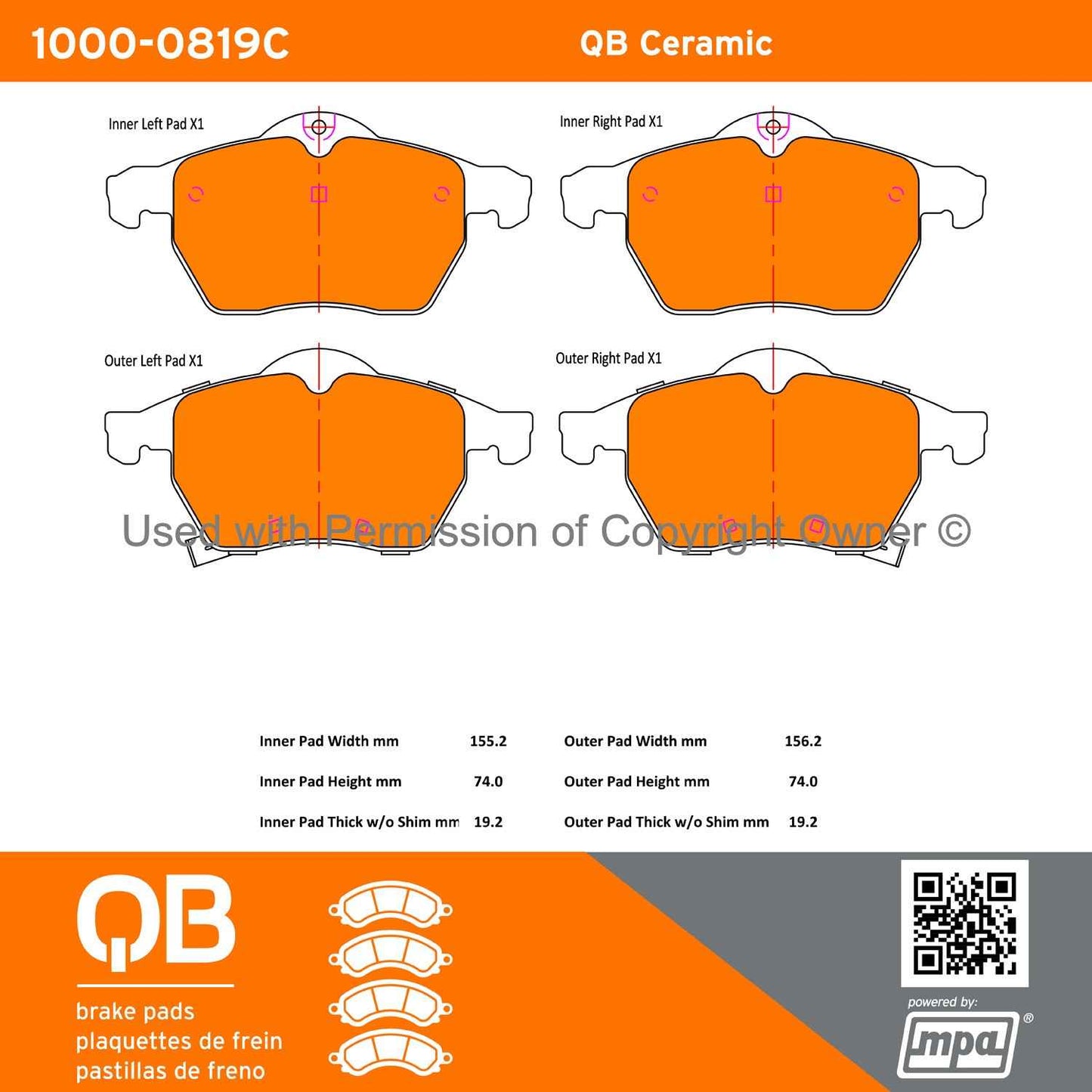 Other View of Front Disc Brake Pad Set MPA 1000-0819C