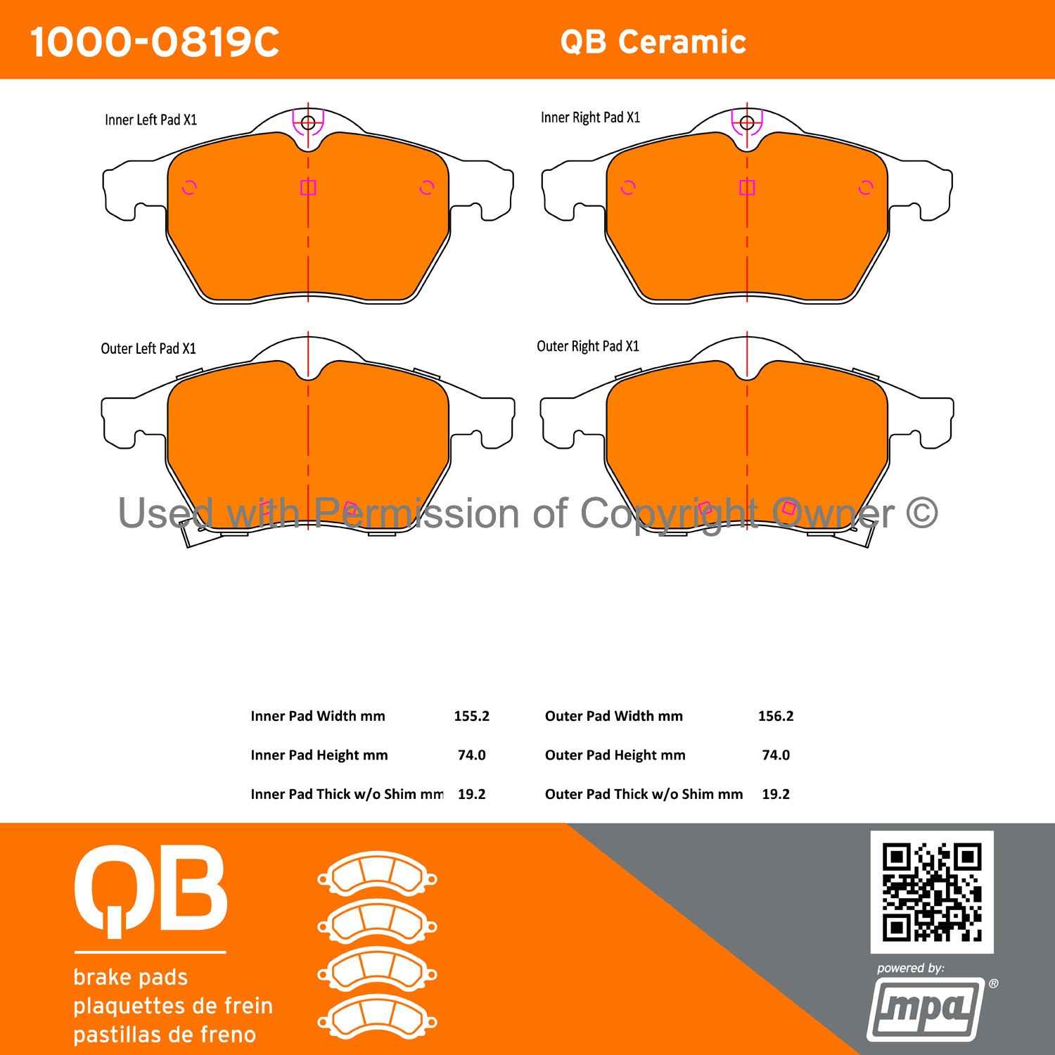 Other View of Front Disc Brake Pad Set MPA 1000-0819C