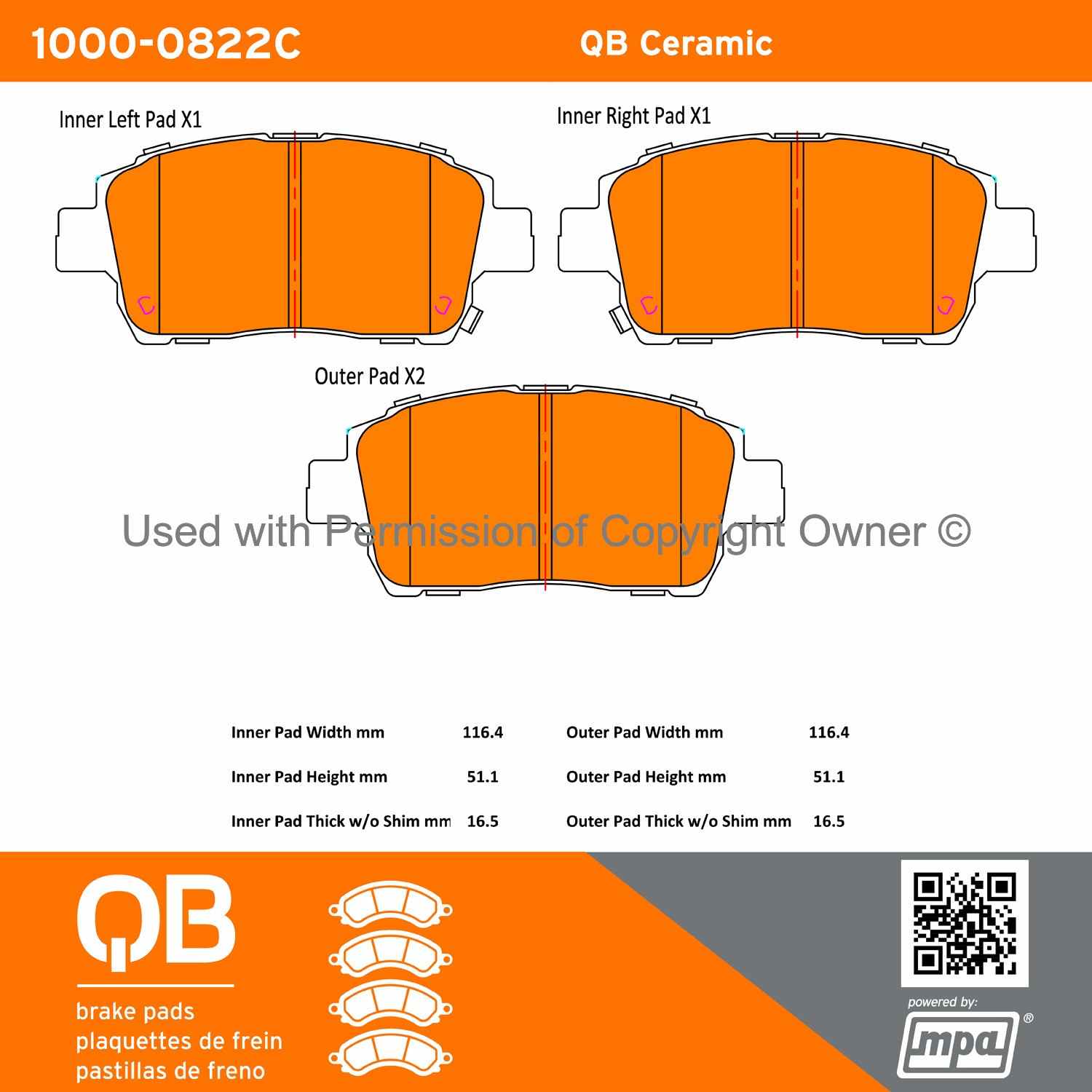 Other View of Front Disc Brake Pad Set MPA 1000-0822C